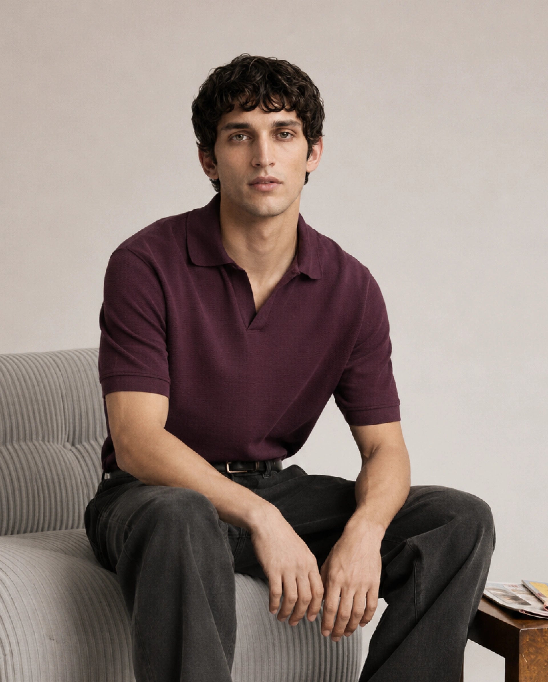Rare Rabbit Men's Claws Primary Red Cotton Blend Jonny Collar Regular Plain Polo
