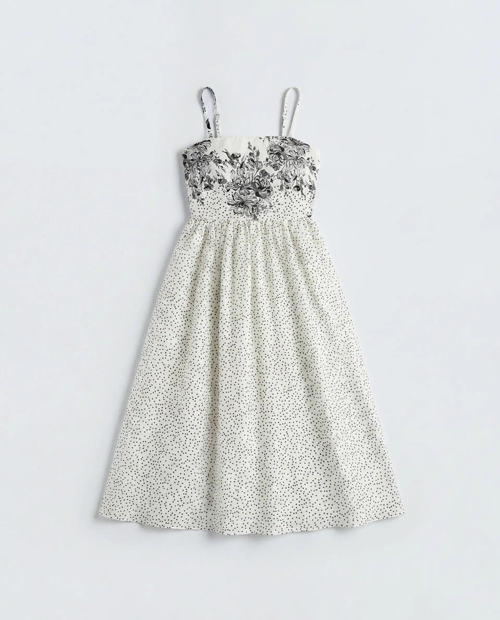 Rareism Women's Clora Off White Polyester Sleeveless Fit And Flare Floral Print Dress