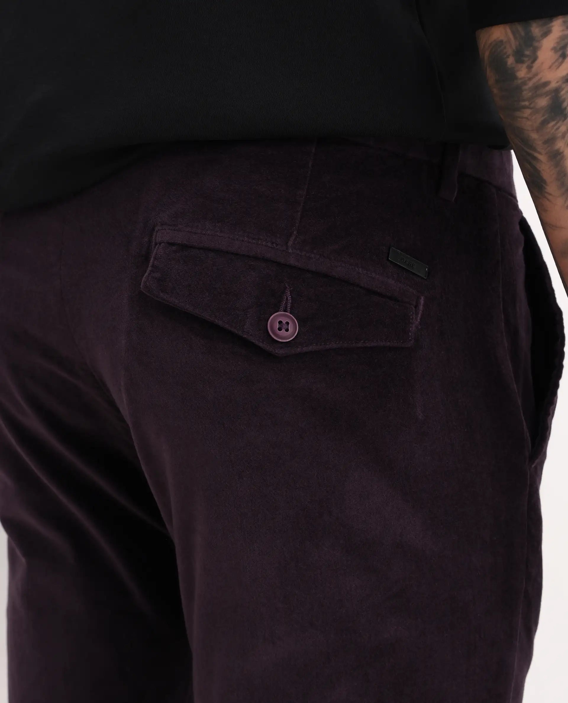 Rare Rabbit Men's Cloy Purple Cotton Plain Regular Fit Trouser