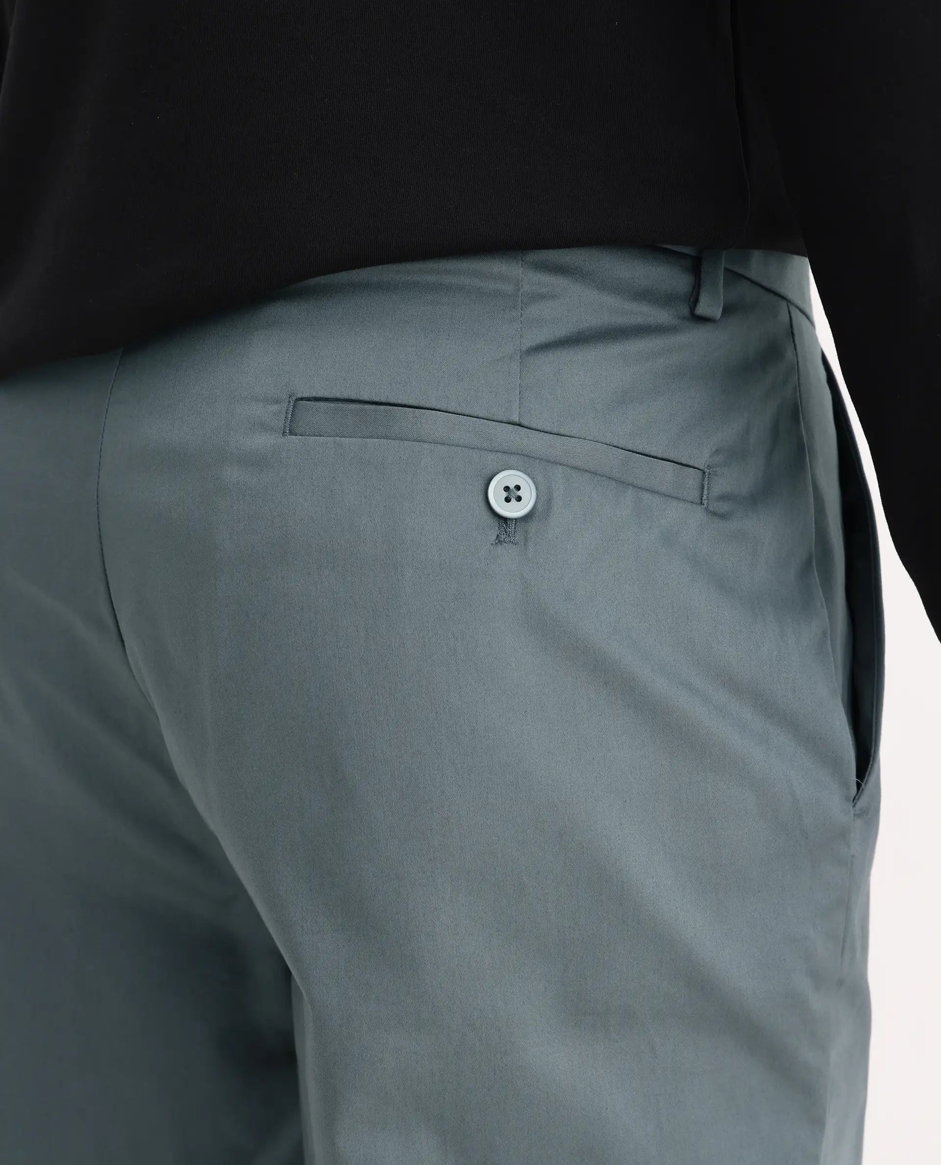 Rare Rabbit Men's Comotel Grey Cotton Blend Plain Regular Fit Trouser