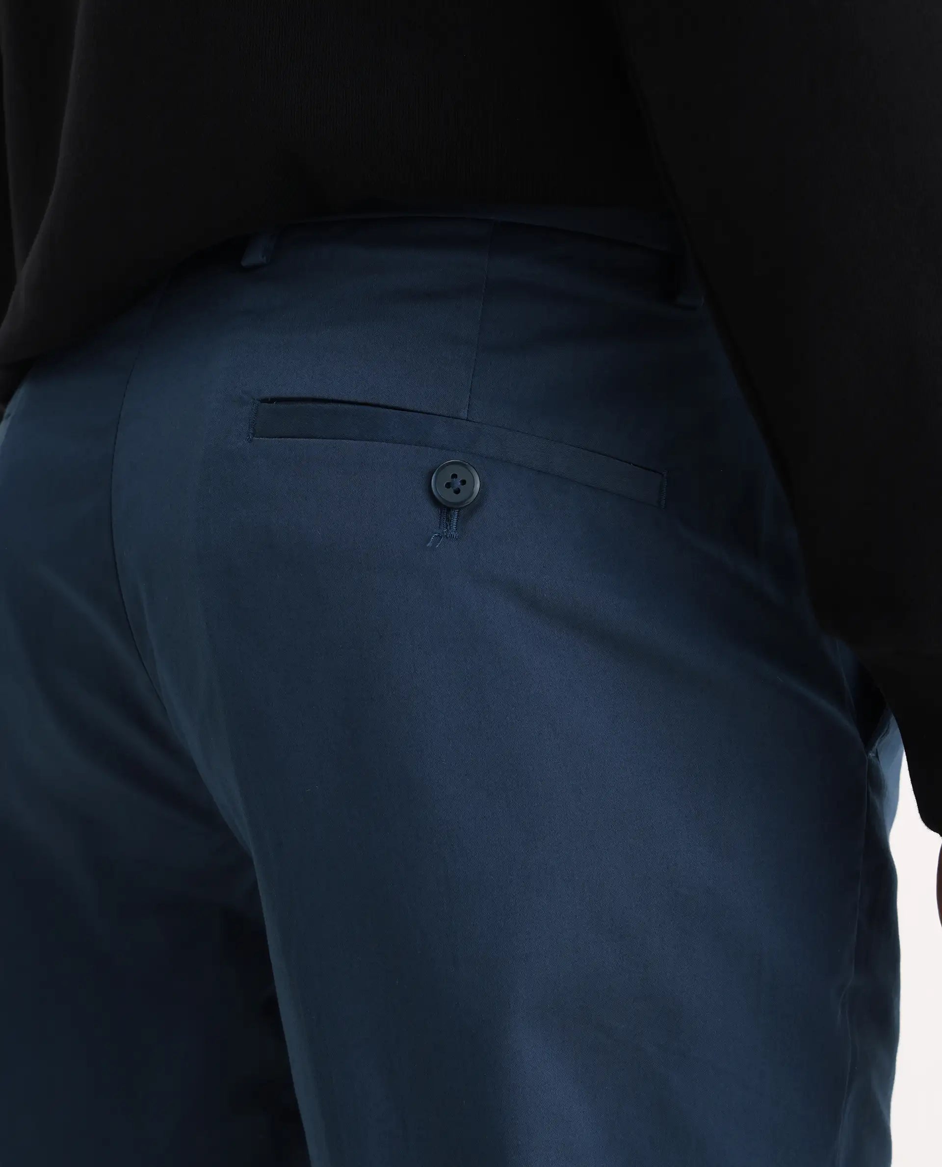 Rare Rabbit Men's Comotel Teal Cotton Blend Plain Regular Fit Trouser