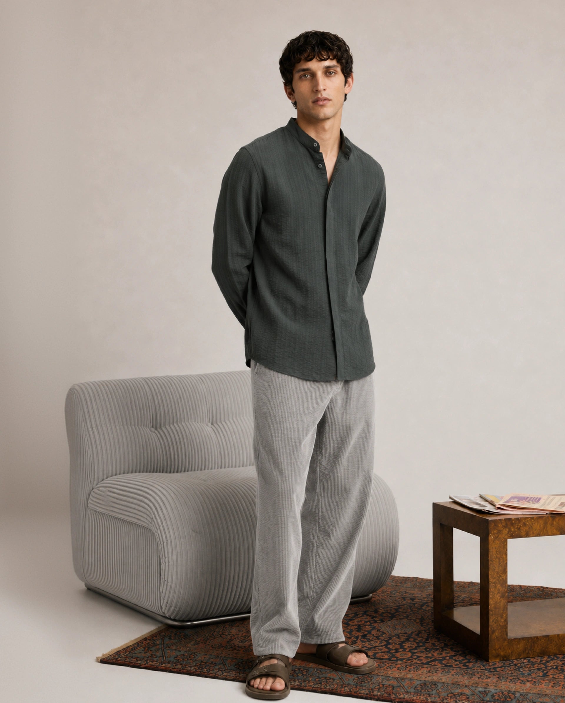Rare Rabbit Men's Cort Light Grey Cotton Drawstring Regular Plain Trouser