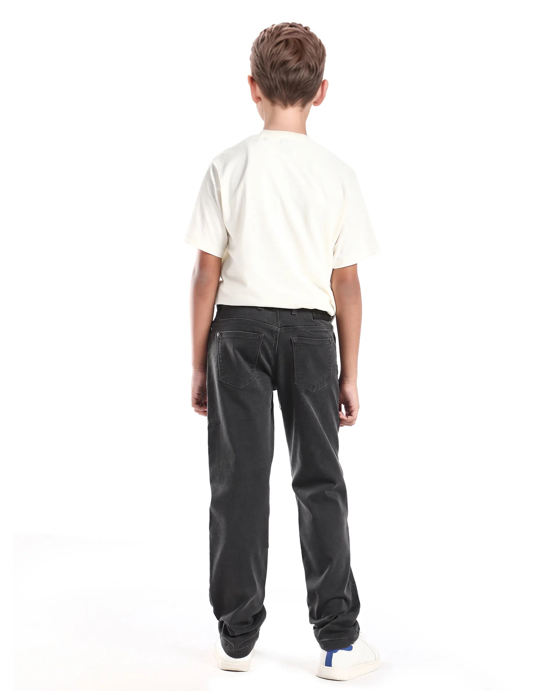 Rare Ones Kid's Corvo-K Grey Cotton Blend Fabric Regular Fit Plain Jeans