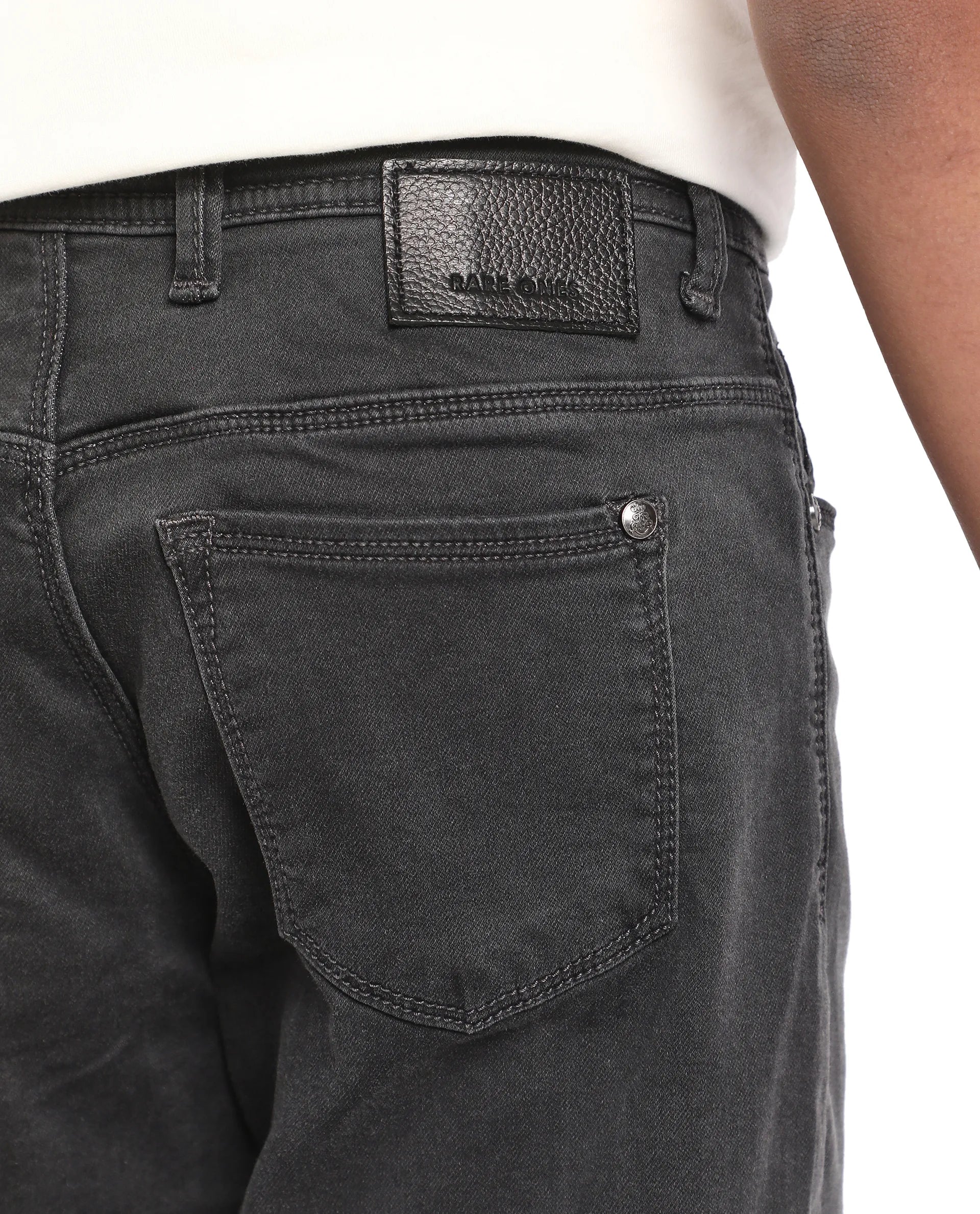 Rare Ones Kid's Corvo-K Grey Cotton Blend Fabric Regular Fit Plain Jeans
