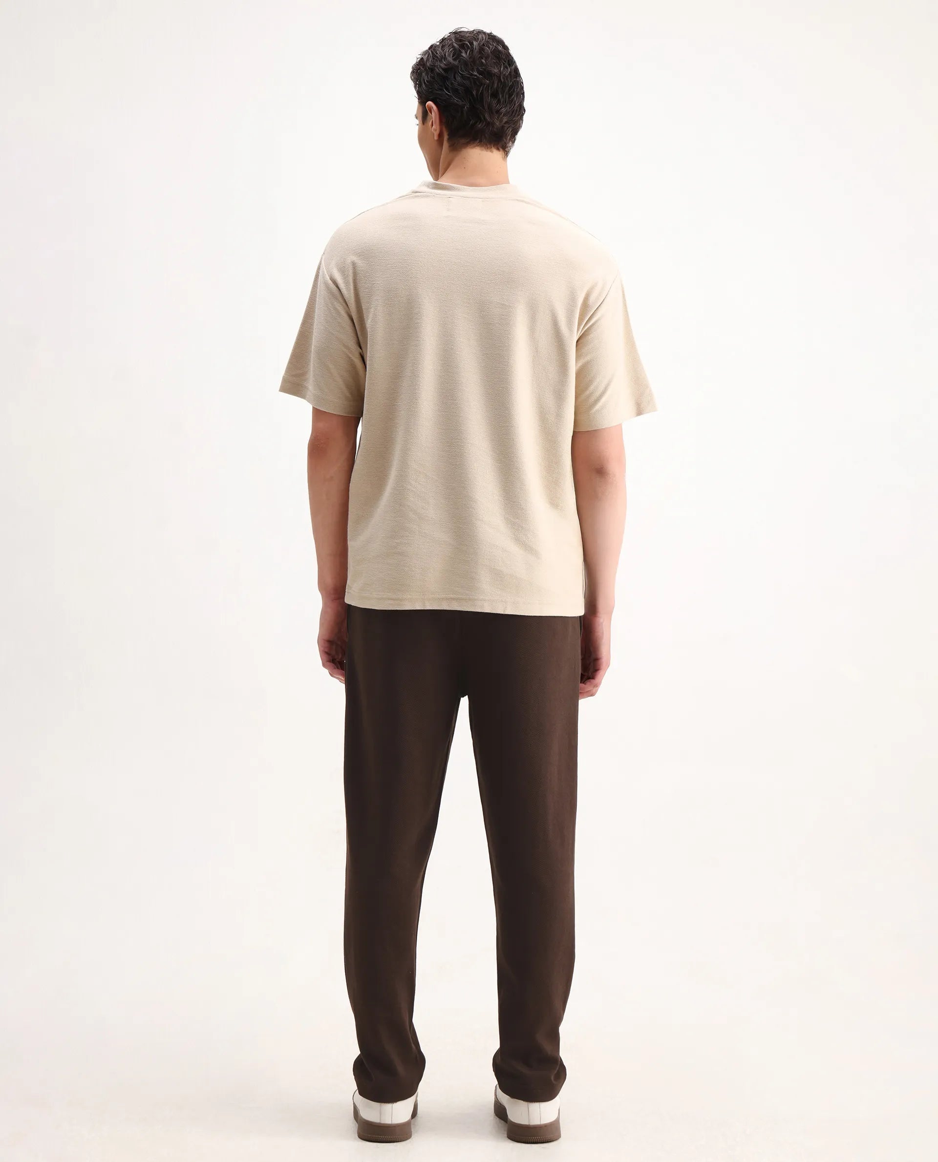 Rare Rabbit Men's Costo-B Dark Brown Polyester Blend Plain Regular Fit Track Pant