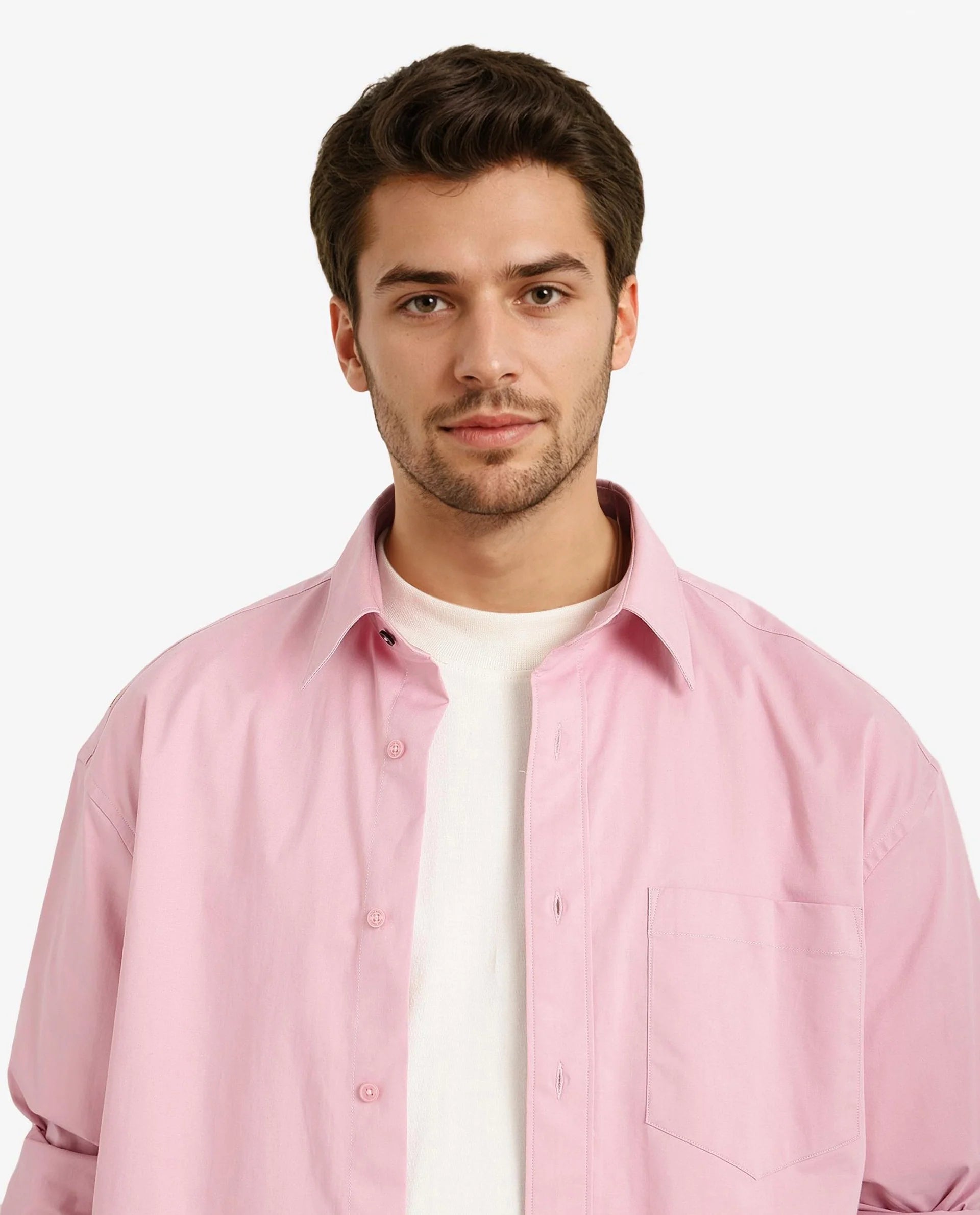 Rare Rabbit Men's Crofty Pastel Pink Cotton Lycra Fabric Full Sleeves Collared Neck Regular Fit Plain Shirt