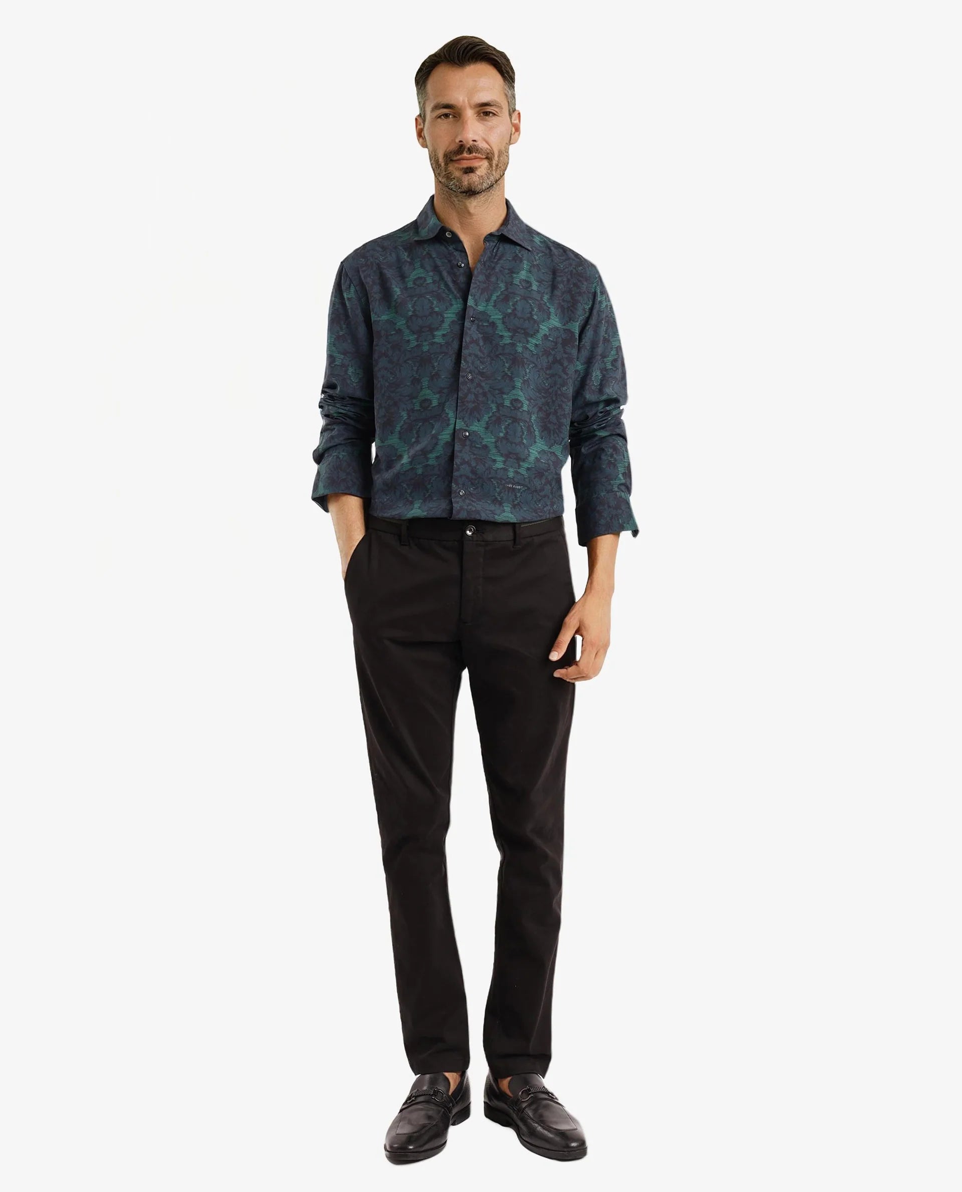 Rare Rabbit Men Crux-1 Dark Green Full Sleeve Regular Fit Shirt