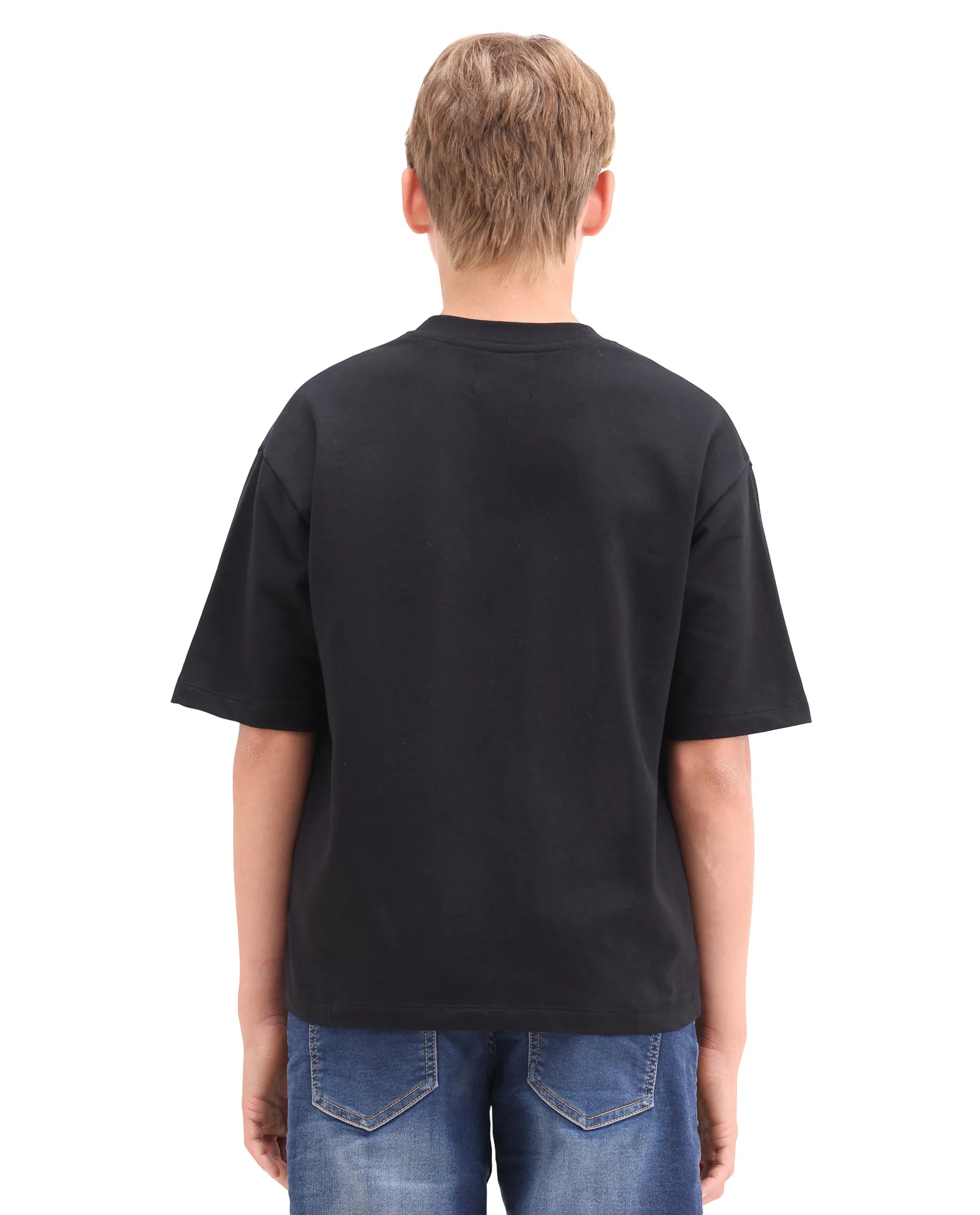 Rare Ones Kids Cubi Black Cotton Pull-On Closure Digital Print Oversized Fit T-Shirt