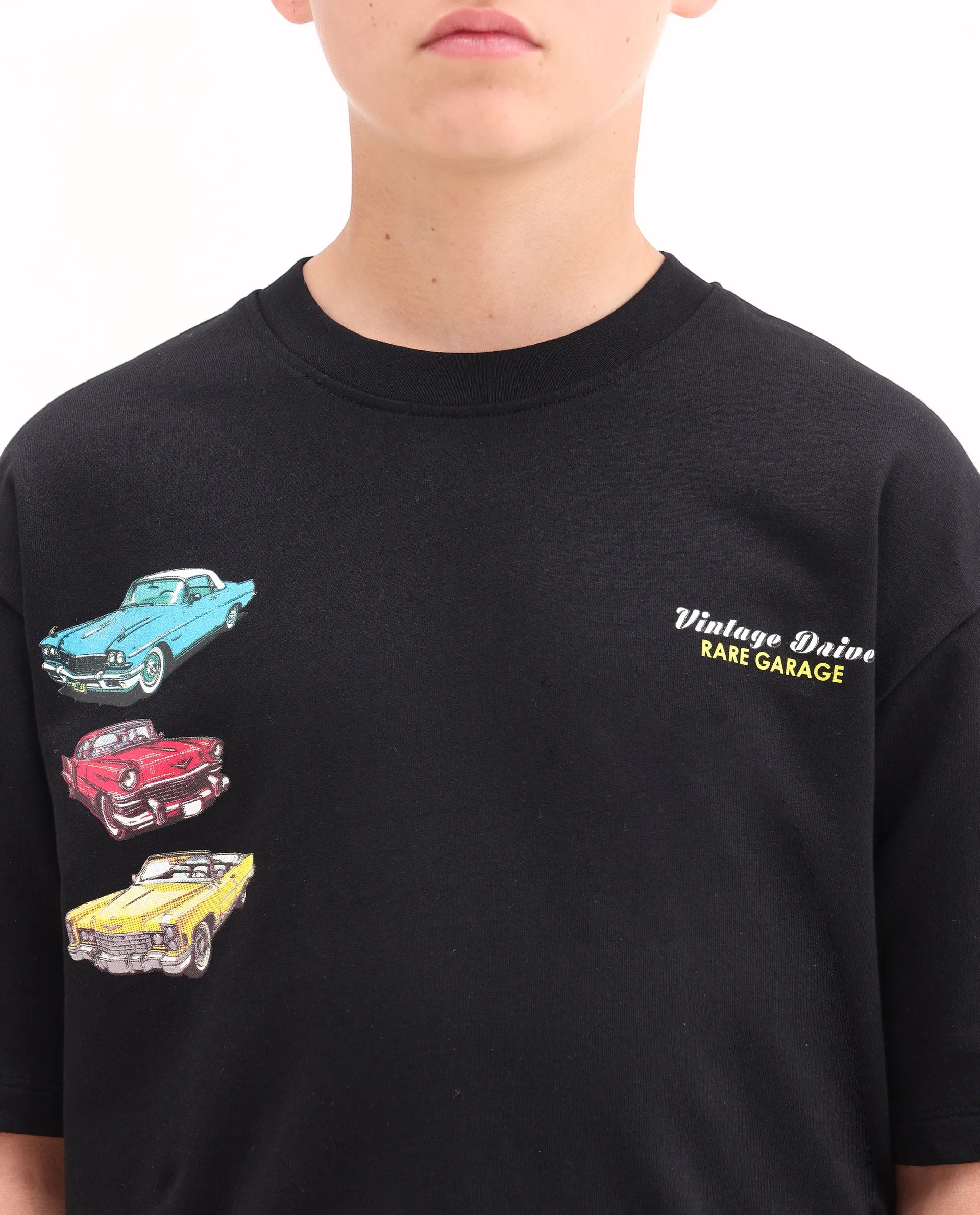 Rare Ones Kids Cubi Black Cotton Pull-On Closure Digital Print Oversized Fit T-Shirt