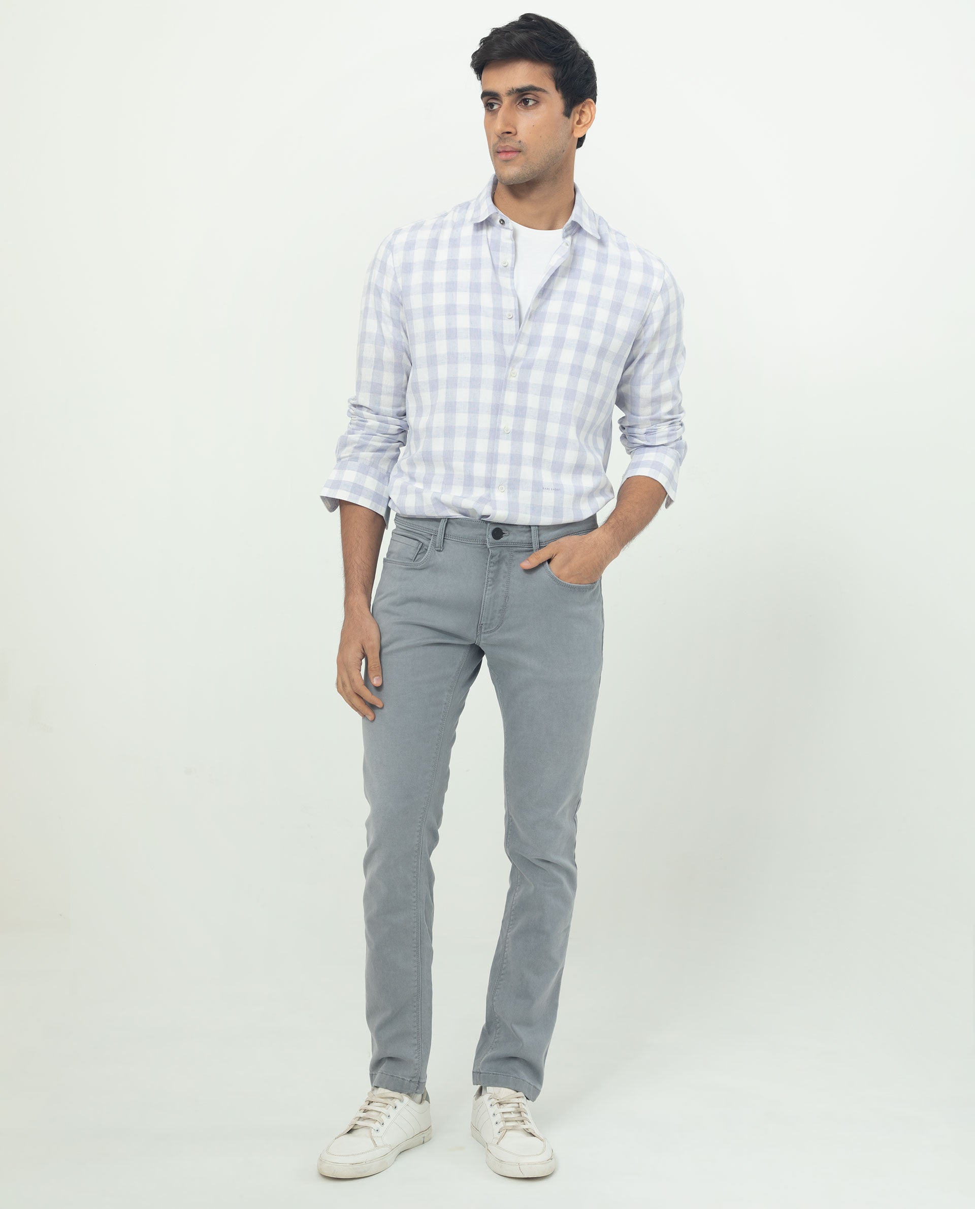 Rare Rabbit Men's Cutro Light Purple Cotton Fabric Full Sleeves Checks Shirt