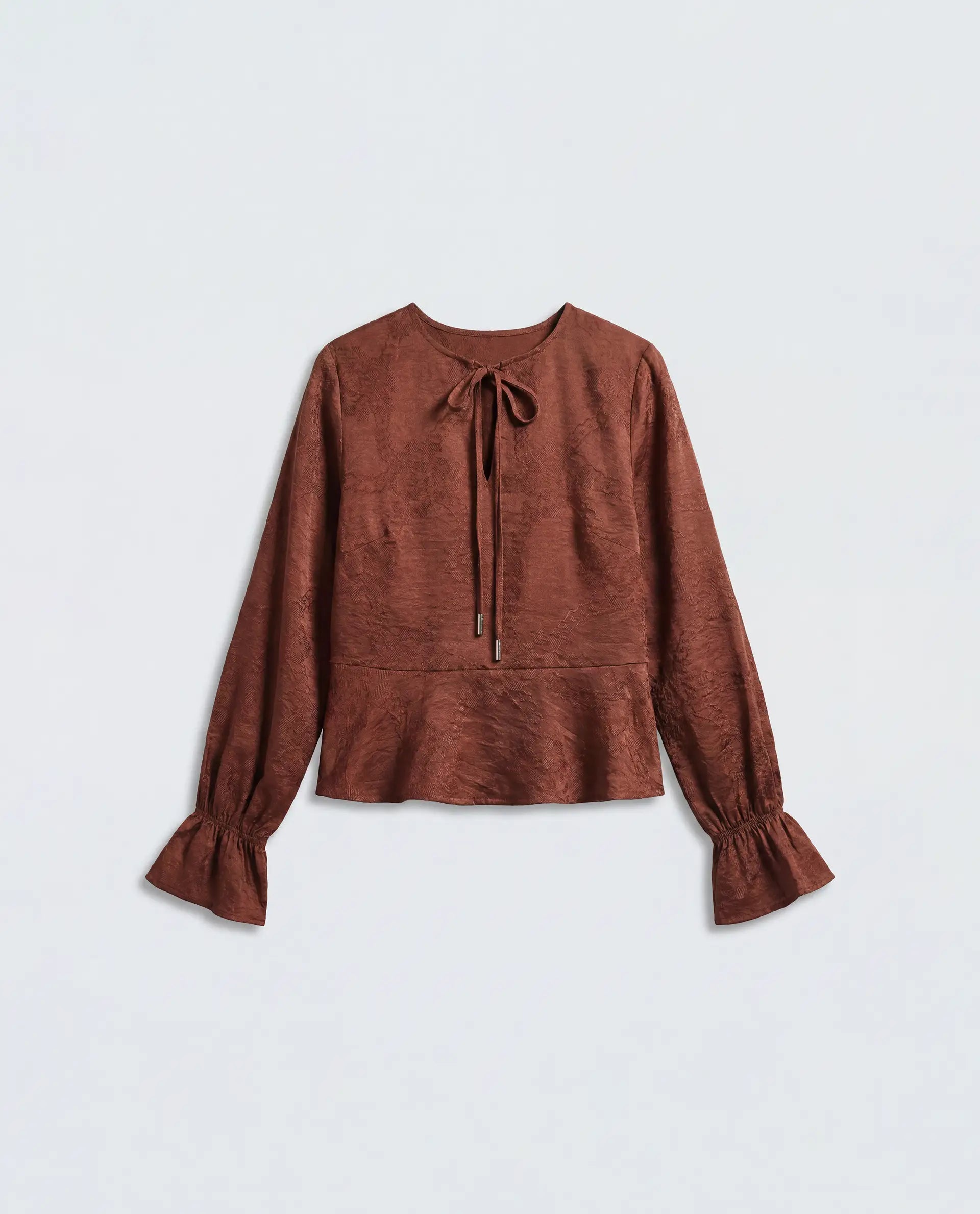 Rareism Women's Daro Rust Viscose Blend Tie-Up Regular Plain Top
