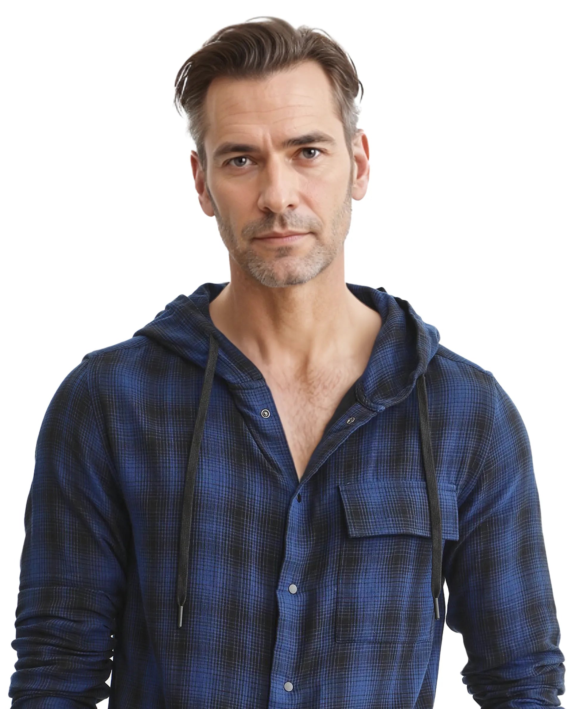 Rare Rabbit Men's Dartmouth Navy Cotton Fabric Full Sleeve Collared Neck Oversized Fit Checks Shirt