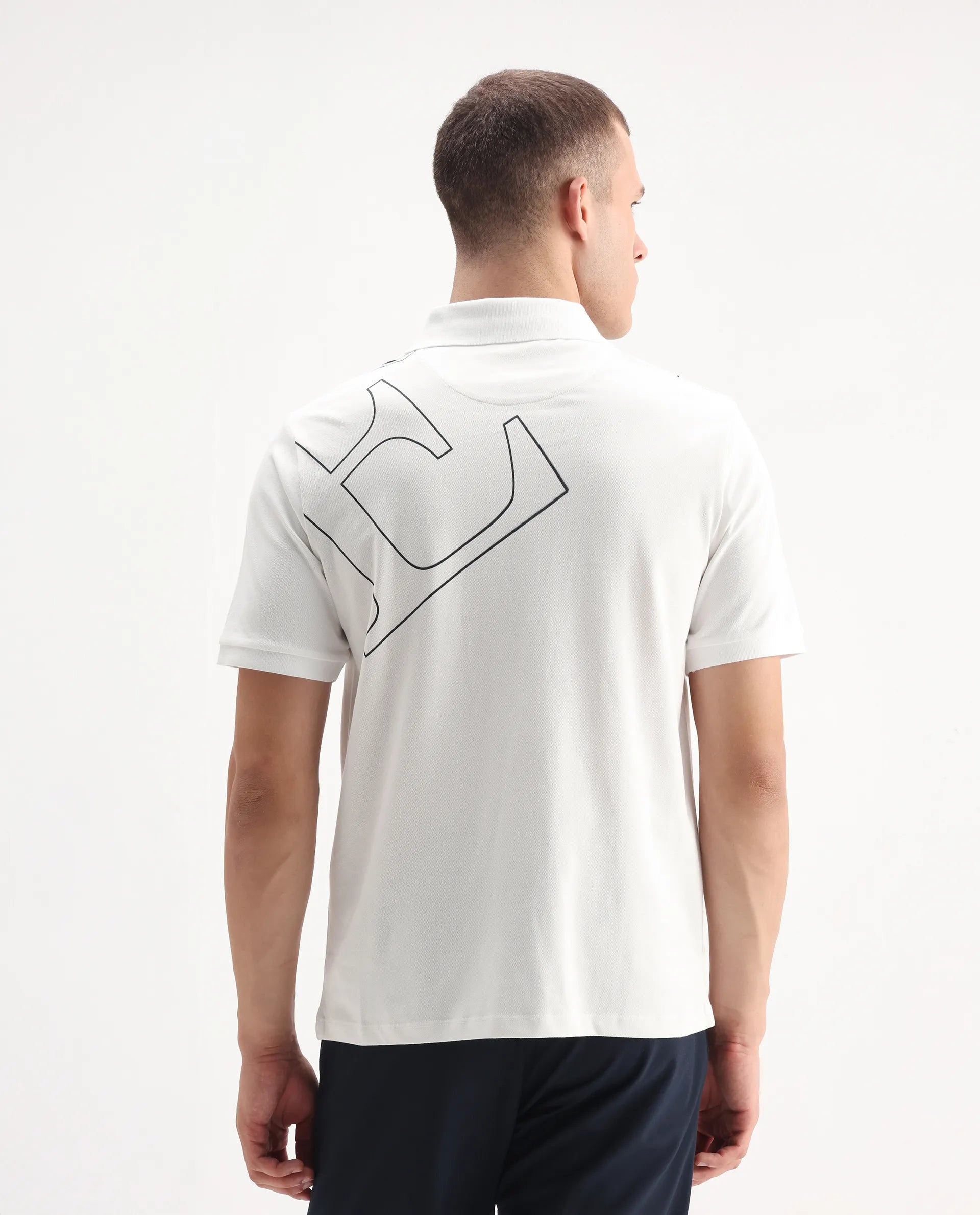 Rare Rabbit Men's Daryl White Cotton Plain Regular Fit Half Sleeve Polo