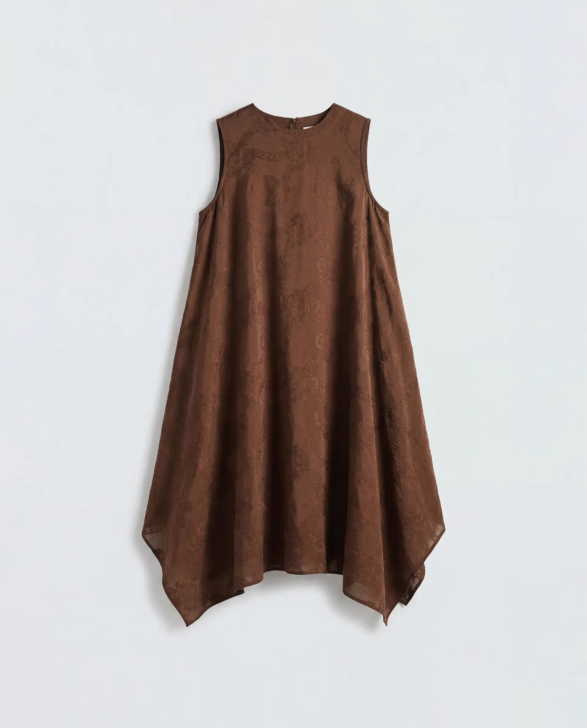 Rareism Women's Dassidy Rust Viscose Blend Crew Neck Button A-Line Jacquard Print Dress