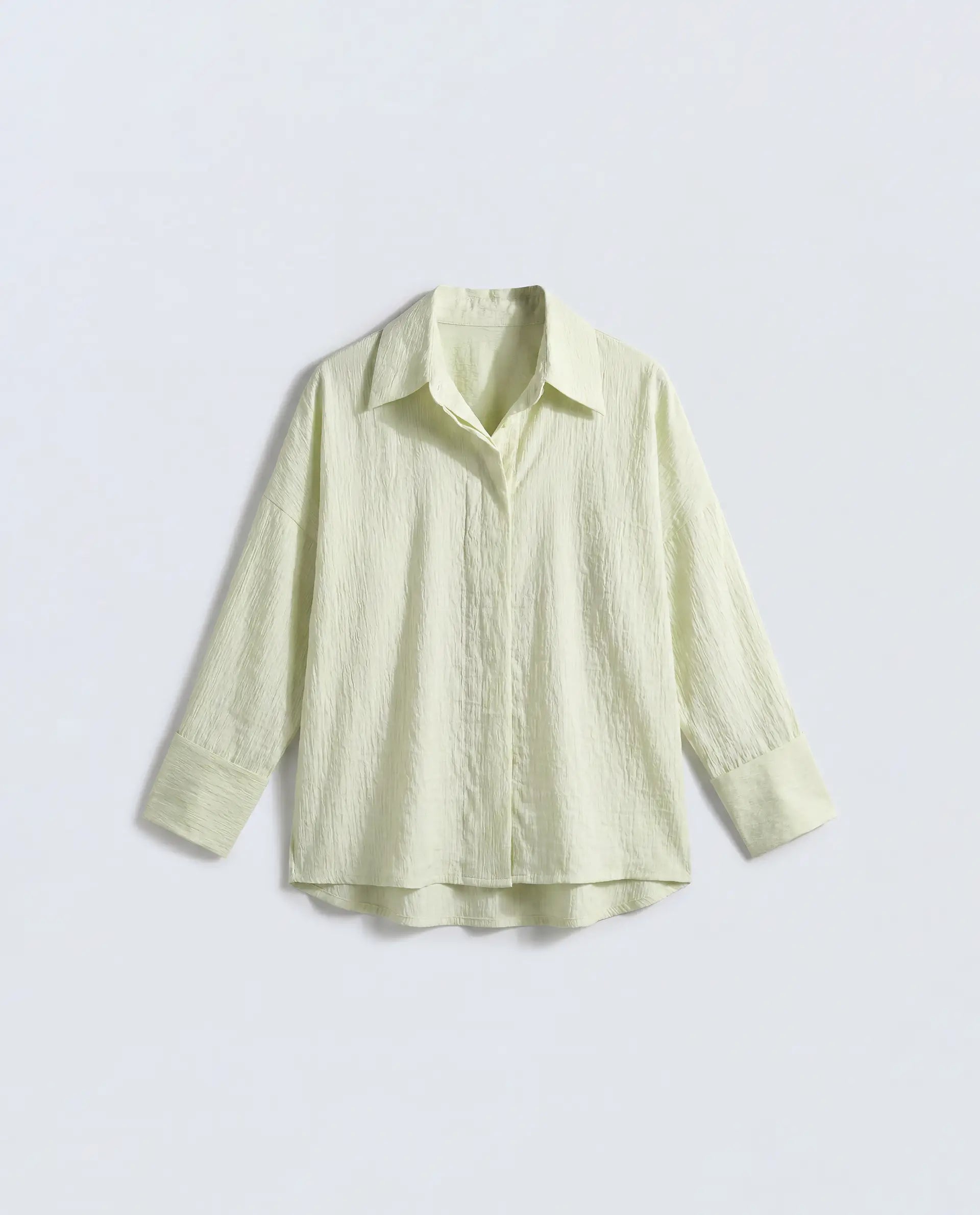 Rareism Women's Davi Light Green Viscose Blend Full Sleeve Collared Relaxed Plain Shirt