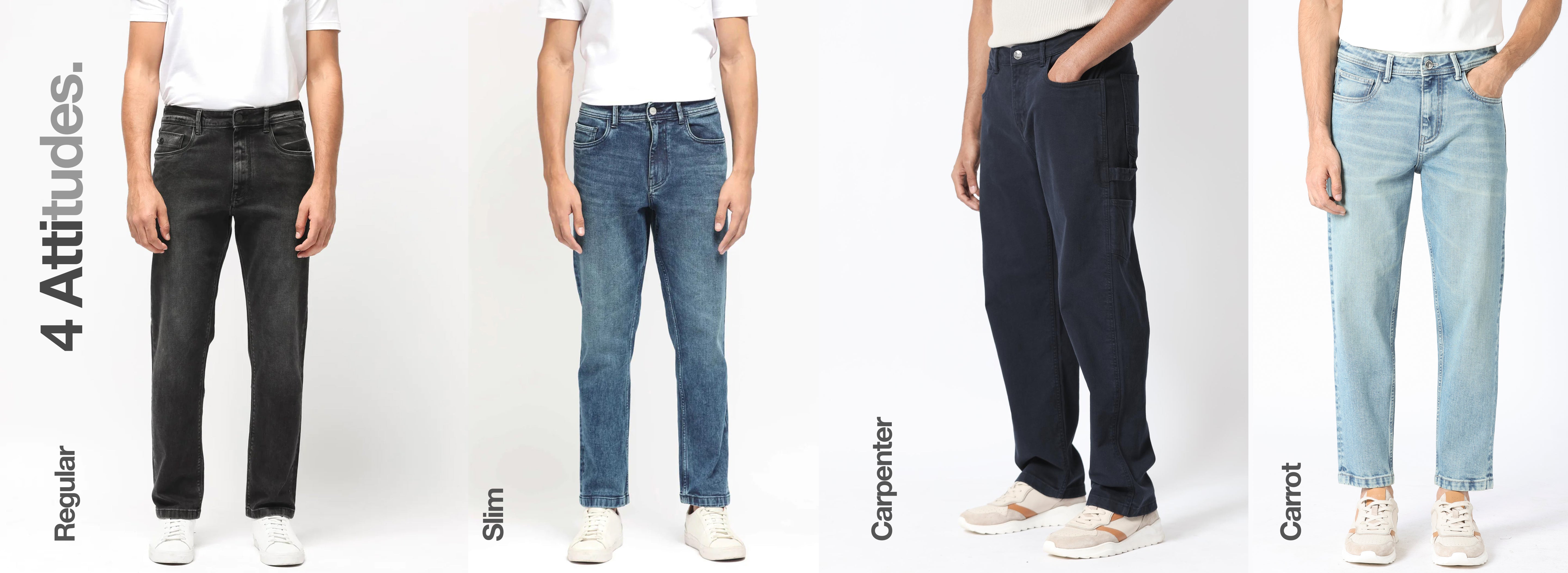 Men jeans denim pants fit types guideline Vector Image