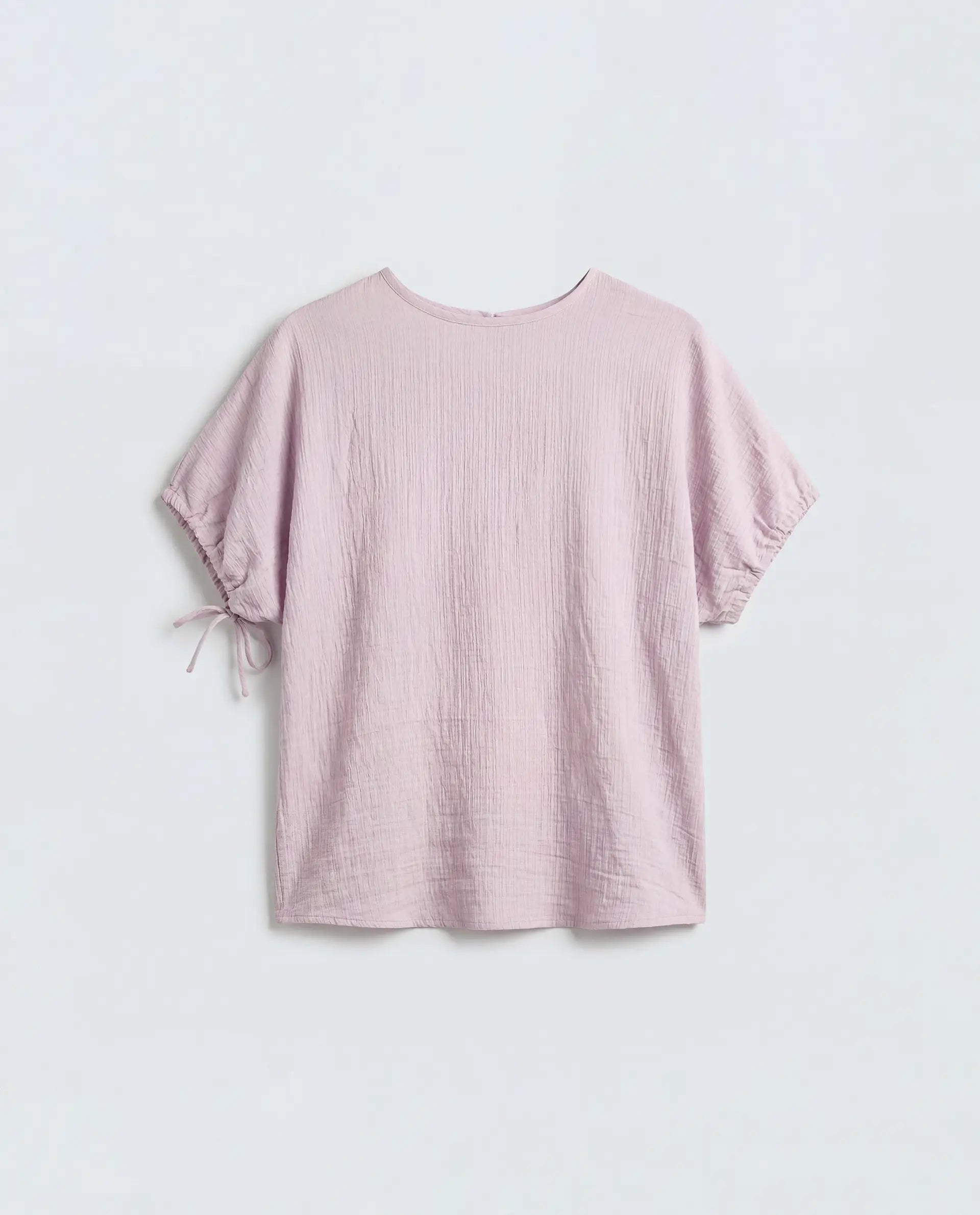 Rareism Women's Deno Dusky Pink Viscose Blend Crew Neck Button Regular Plain Top