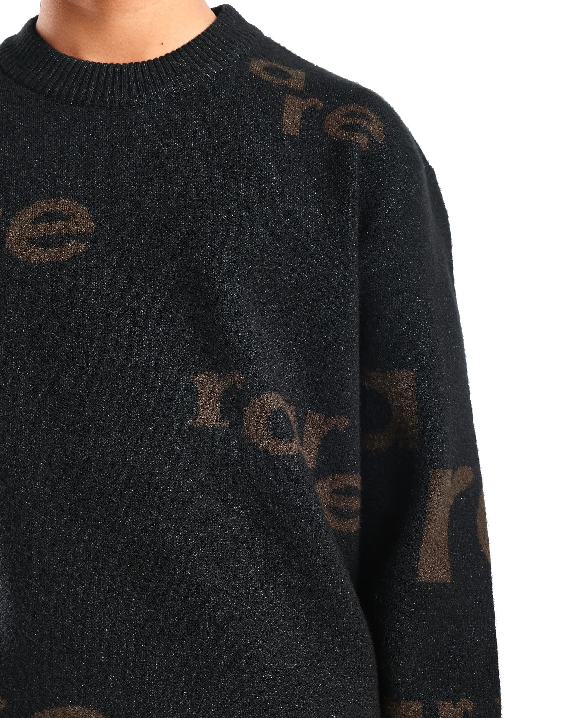 Rare Ones Kids Dio Dark Green Viscose Blend All Over Print Slip-On Closure Relaxed Fit Sweater