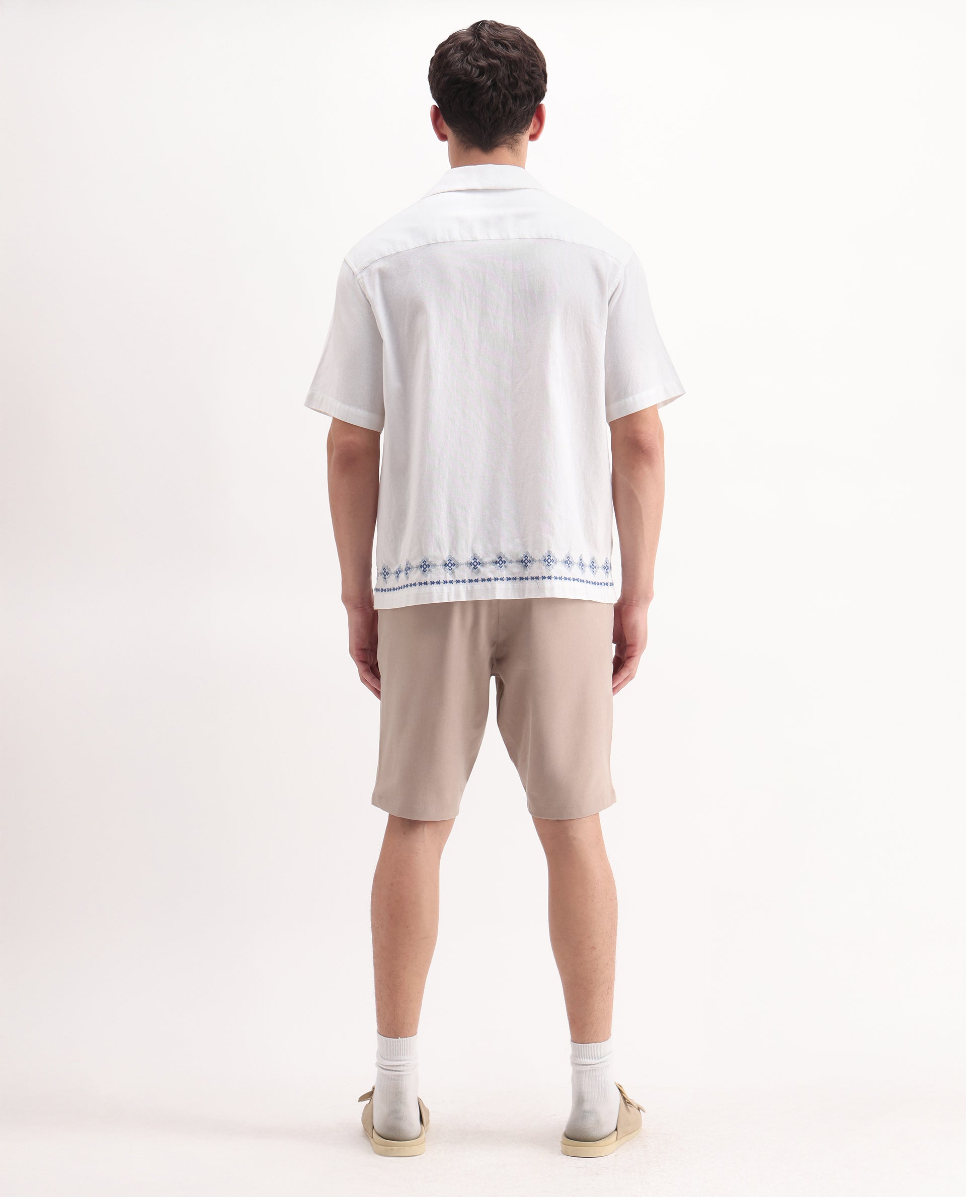 Rare Rabbit Men's Drivo Peach Cotton Blend Plain Regular Fit Shorts