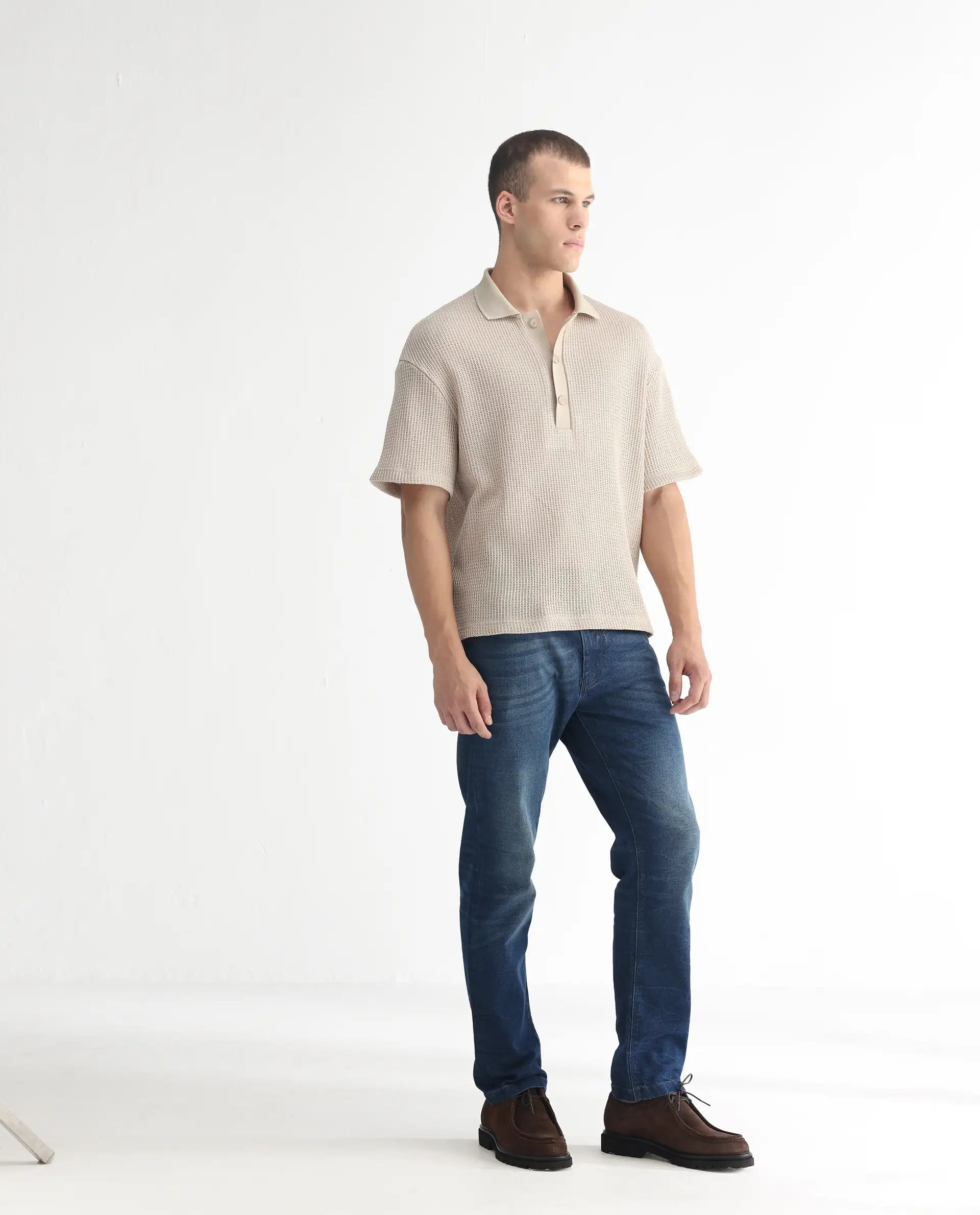 Rare Rabbit Men's Dunker Navy Cotton Plain Hawk Slim Fit Jeans