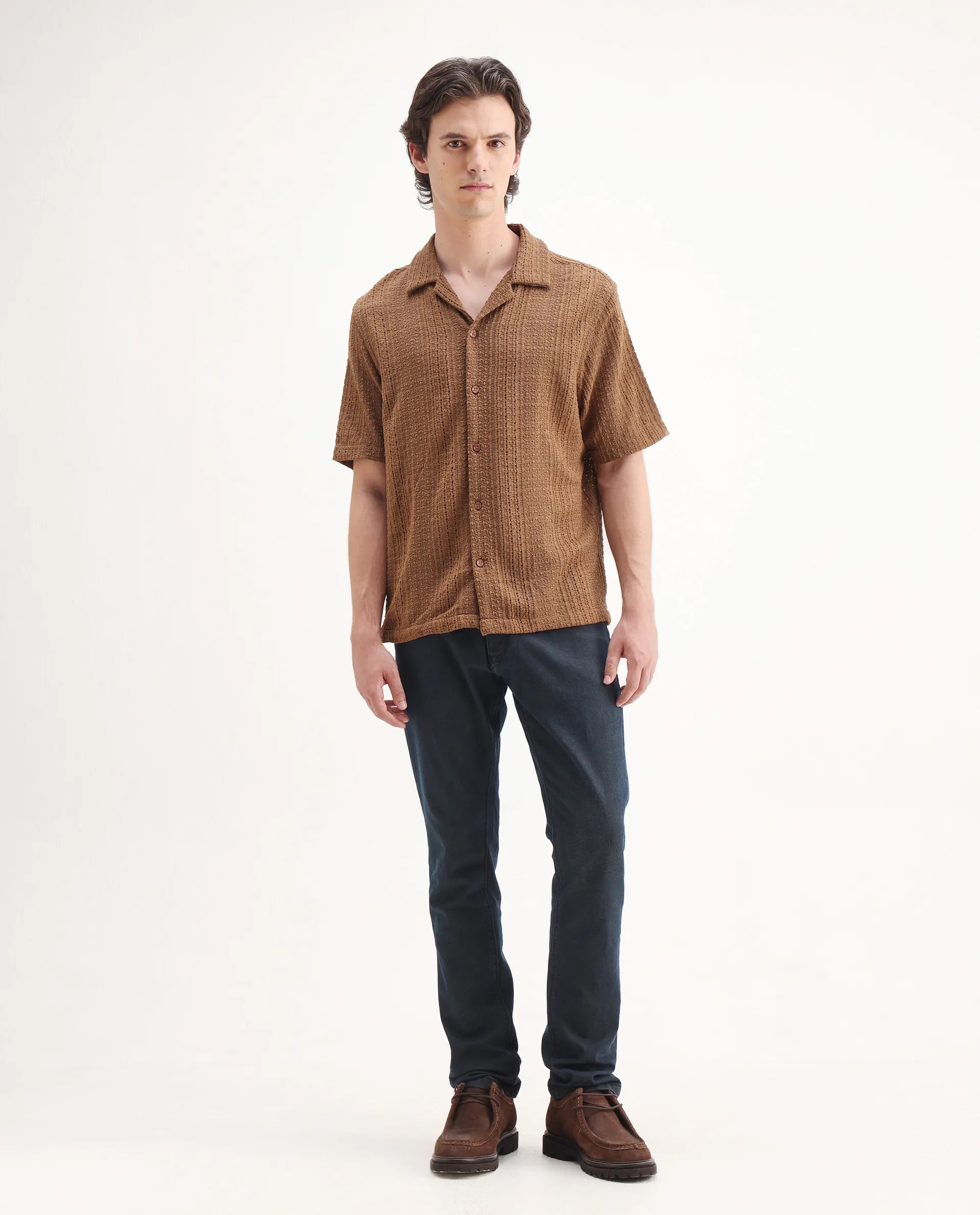 Rare Rabbit Men's Earth-2 Navy Cotton Plain Hawk Slim Fit Jeans