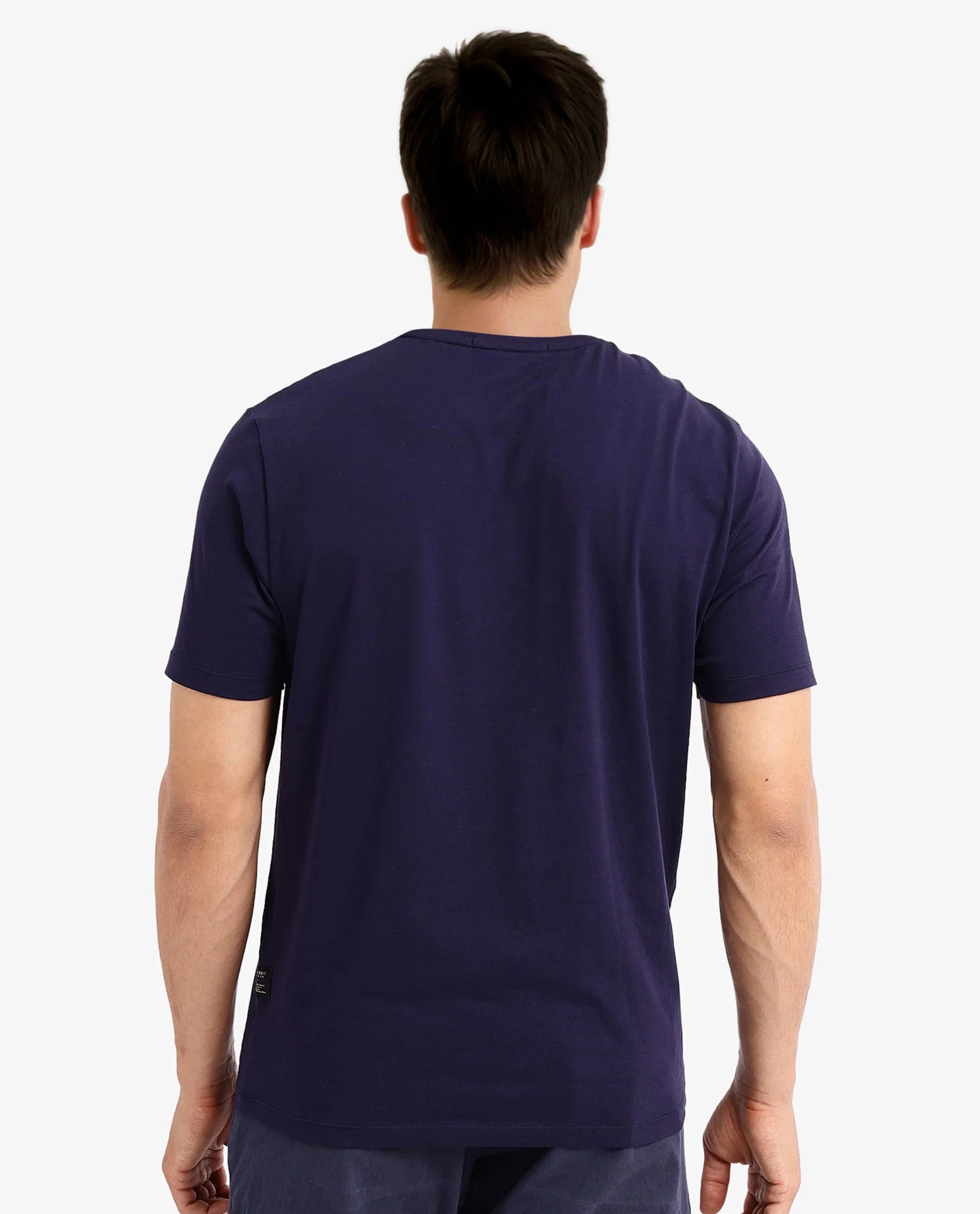 Rare Rabbit Men Elih Navy Cotton Lycra Fabric Short Sleeve Crew Neck Regular Fit Graphic Print T-Shirt