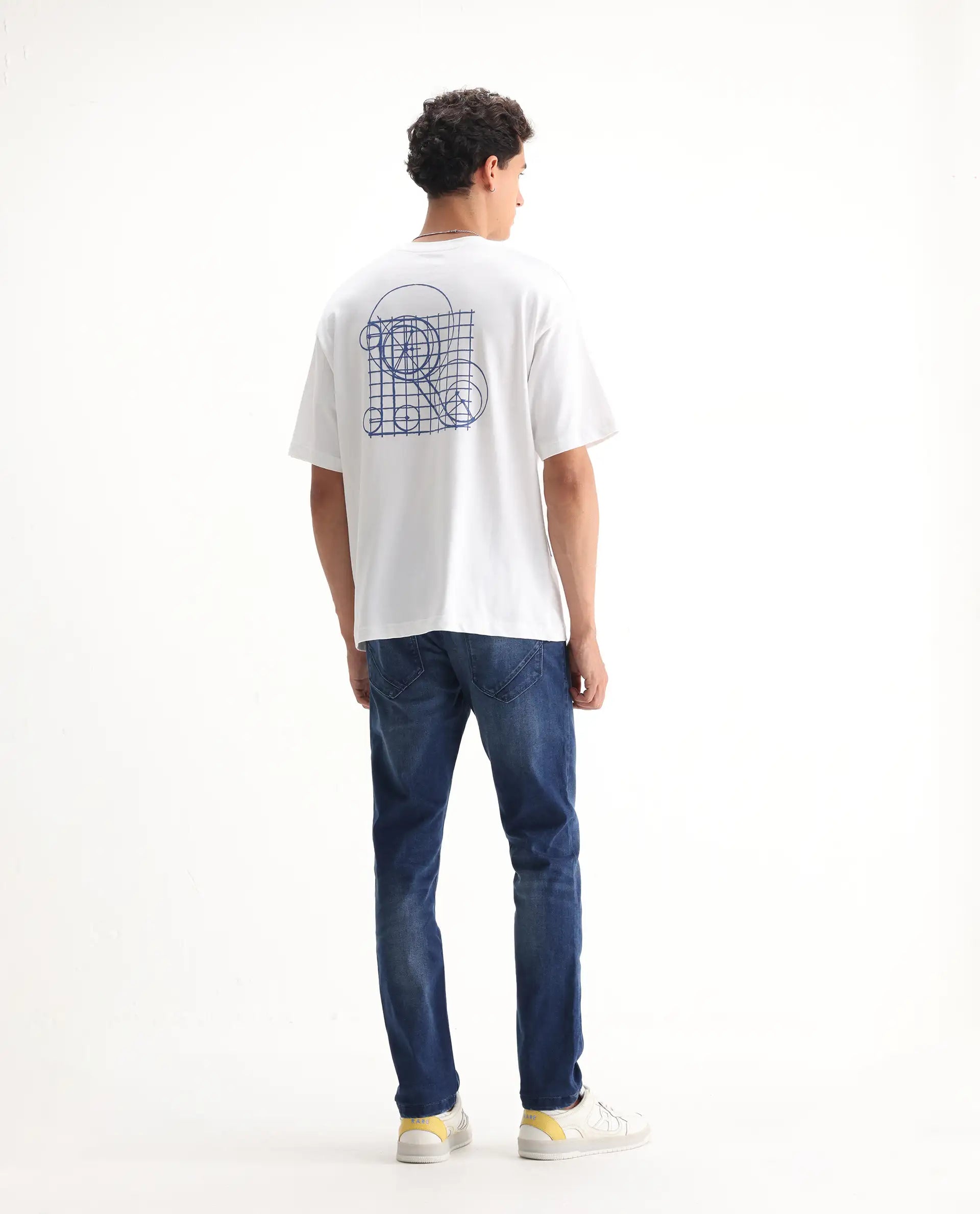 Rare Rabbit Men's Emilem Light Blue Cotton Blend Plain Hawk Slim Fit Jeans