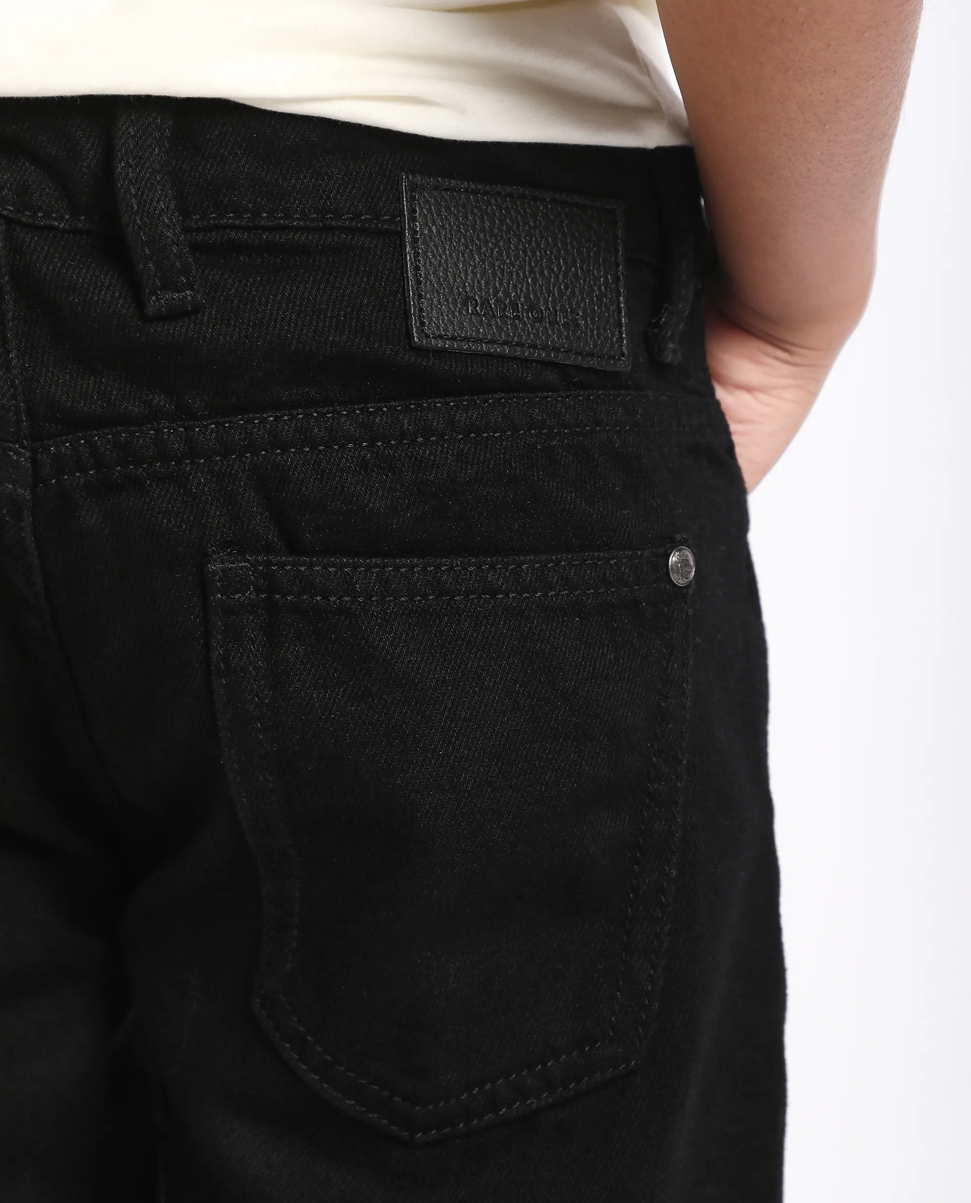Rare Ones Kids Enim-K Black Cotton Button Closure Plain Regular Fit Jeans