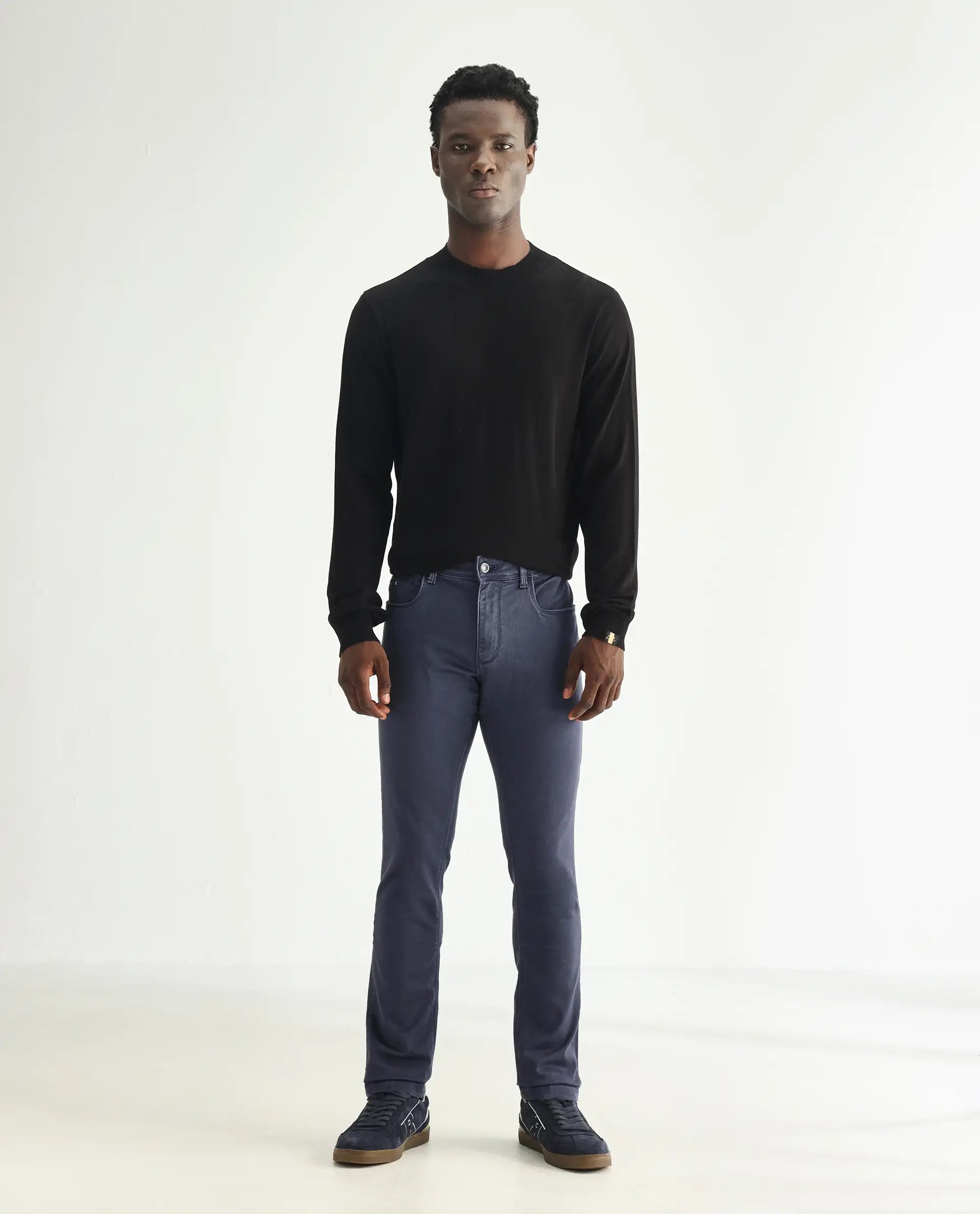 Rare Rabbit Men's Essen Light Purple Cotton Plain Hawk Slim Fit Jeans