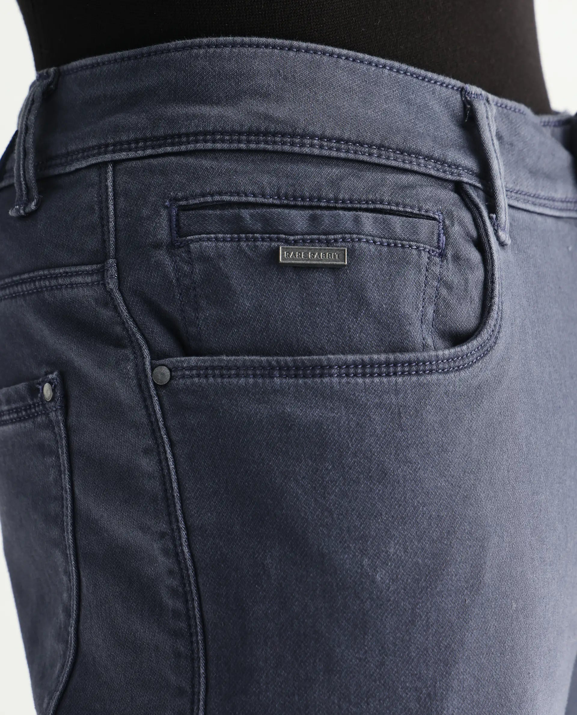 Rare Rabbit Men's Essen Light Purple Cotton Plain Hawk Slim Fit Jeans