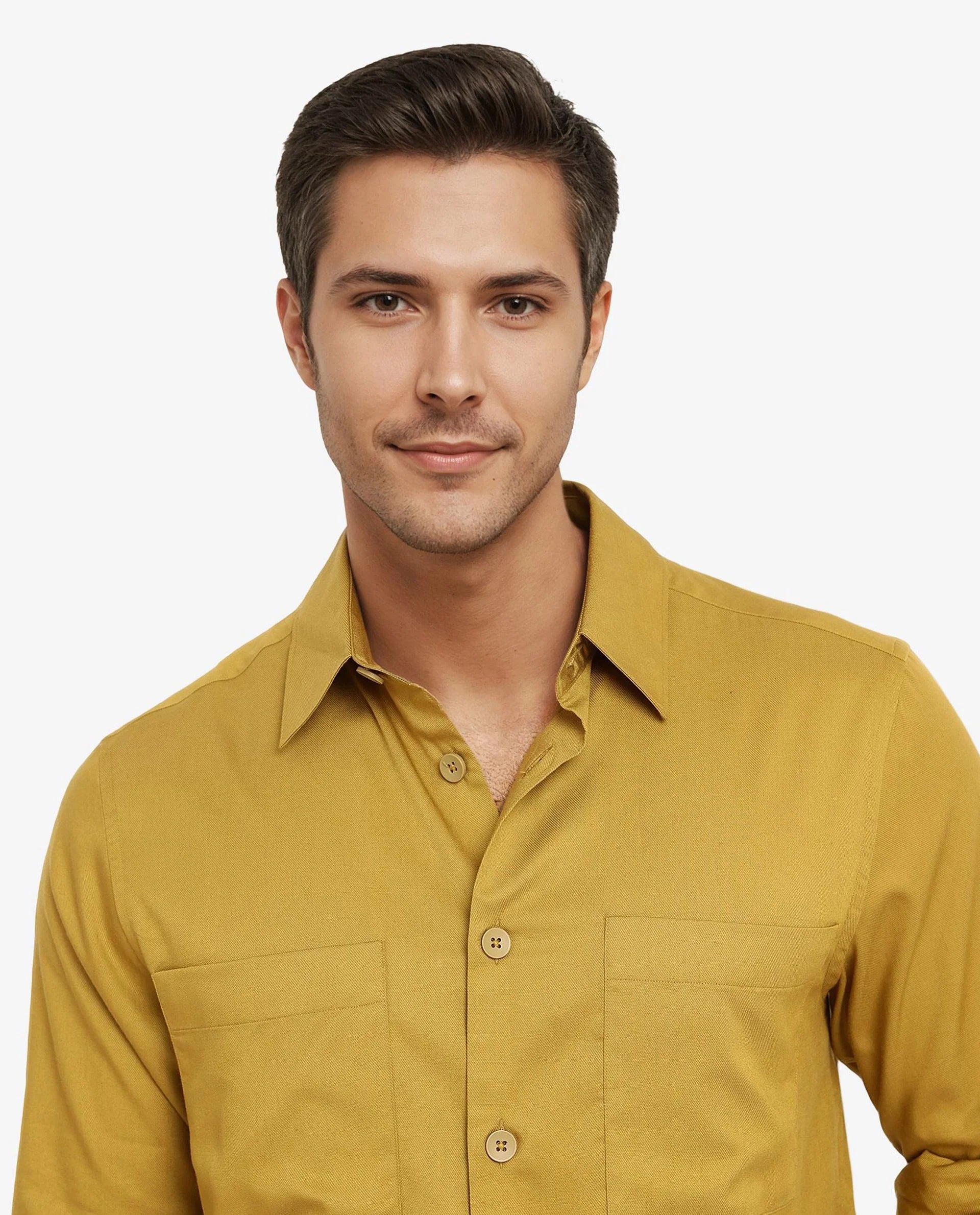 Rare Rabbit Men Esso Flouroscent Green Full Sleeve Button Closure Boxy Fit Plain Twill Shirt