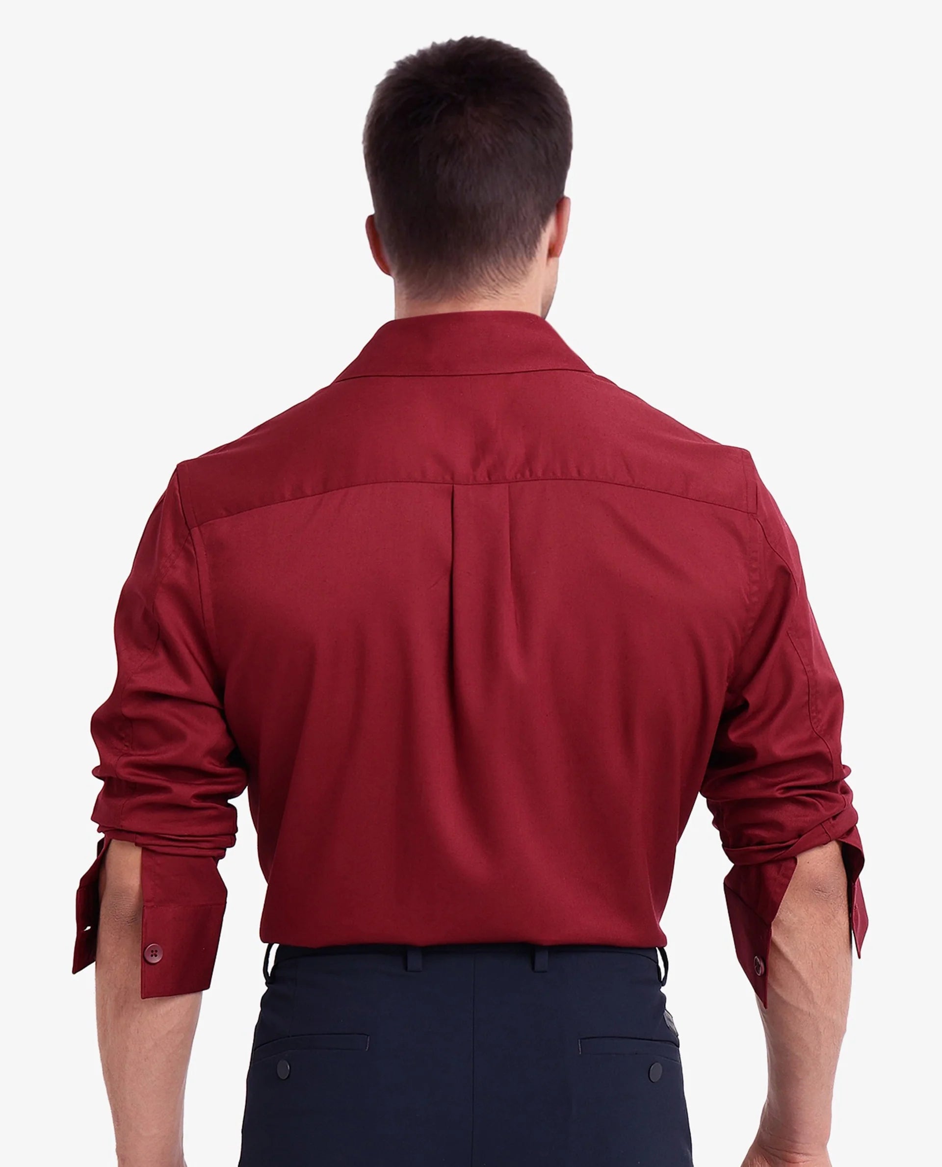 Rare Rabbit Men Esso Maroon Full Sleeve Collared Neck Button Closure Regular Fit Plain Shirt