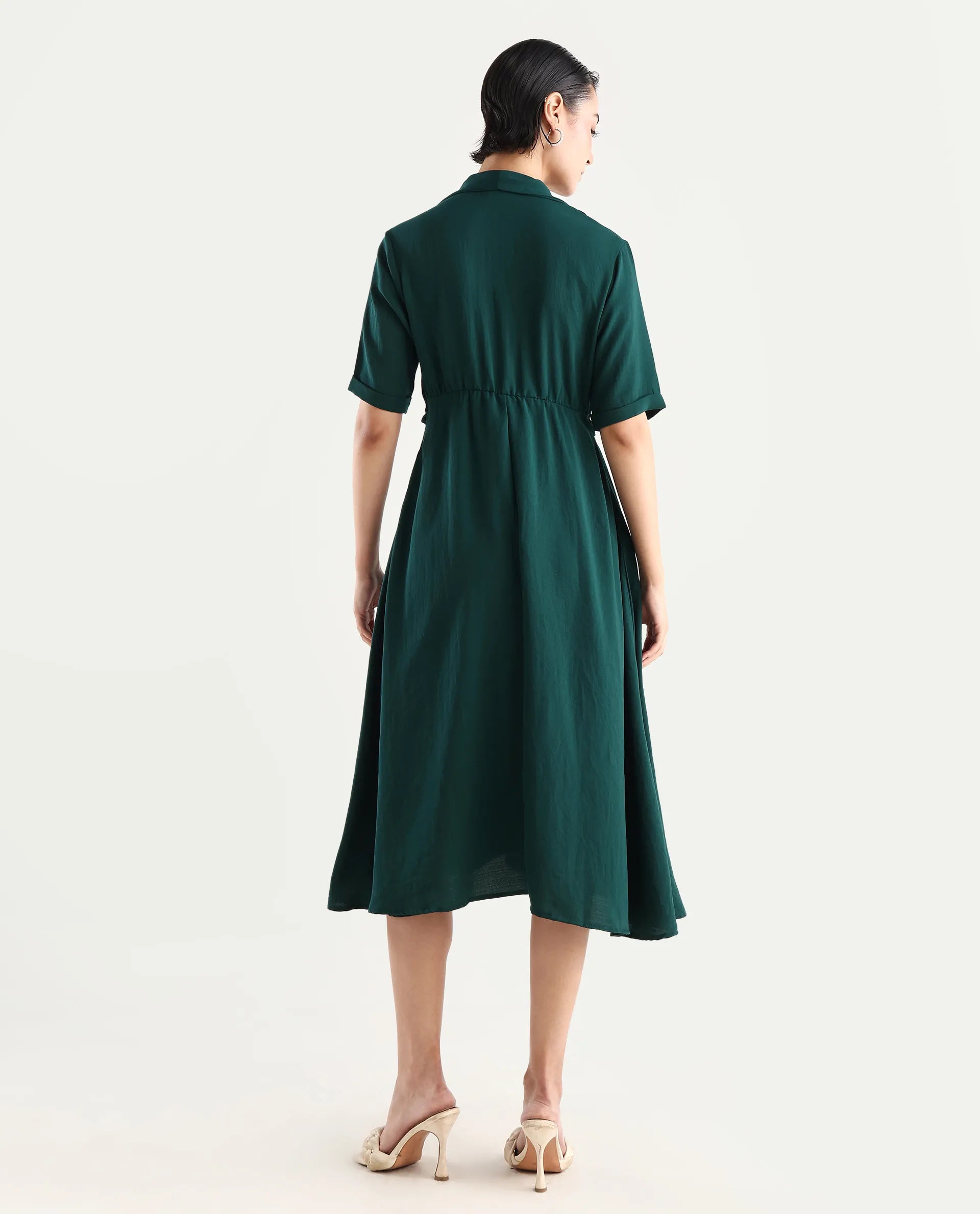 fitted lace wedding dress Tivoli Embellished Cowl-Neck Draped Mini Dress in Emerald Green main image 1