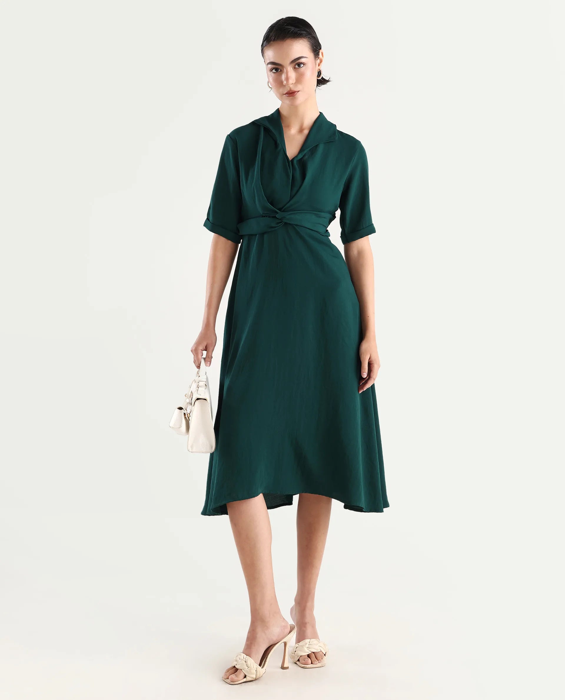 Buy Fedrez - Green Plain Maxi Dress| Rareism Buy Fedrez - Green Plain Maxi Dress| Rareism