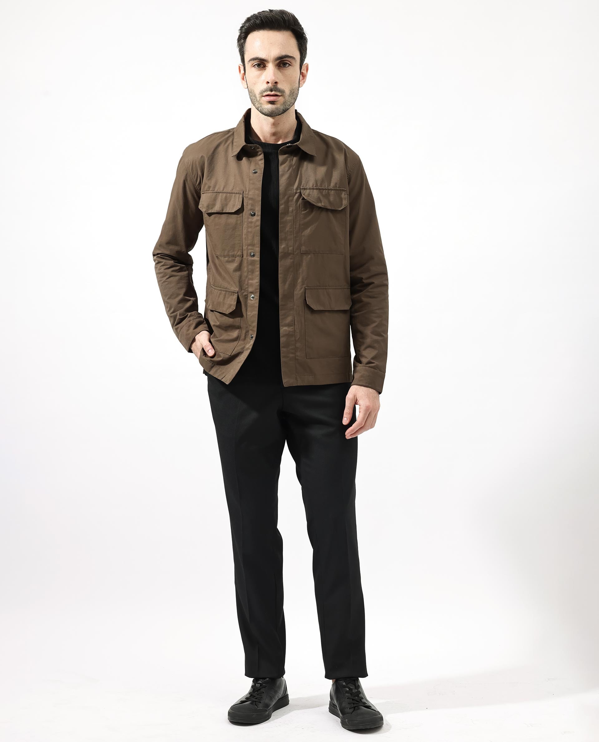 Rare Rabbit Green Collared Jacket Rare Rabbit Men's Feliu Dark