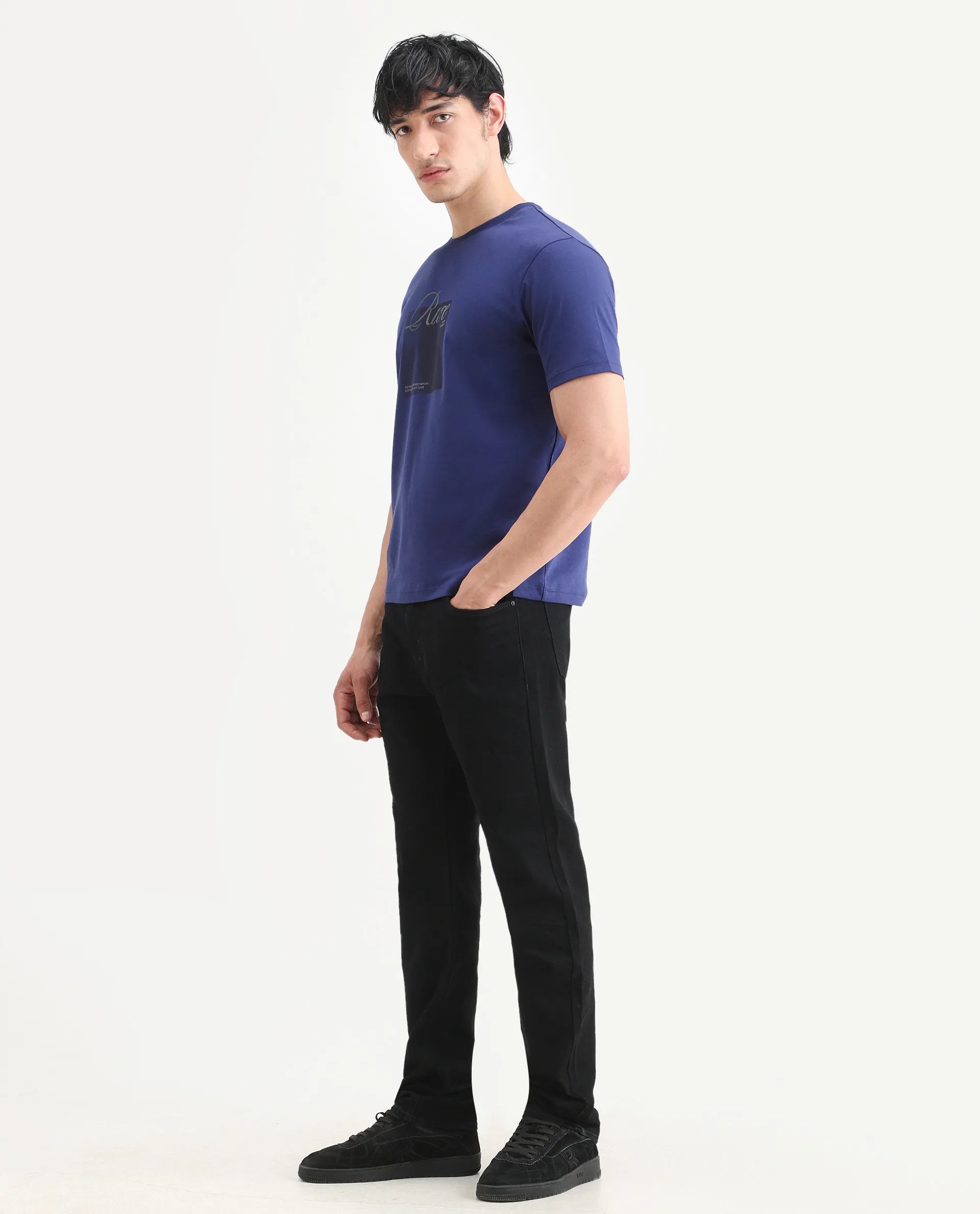 Rare Rabbit Men's Fiz B Black Cotton Blend Fabric Morris Regular Fit Plain Jeans