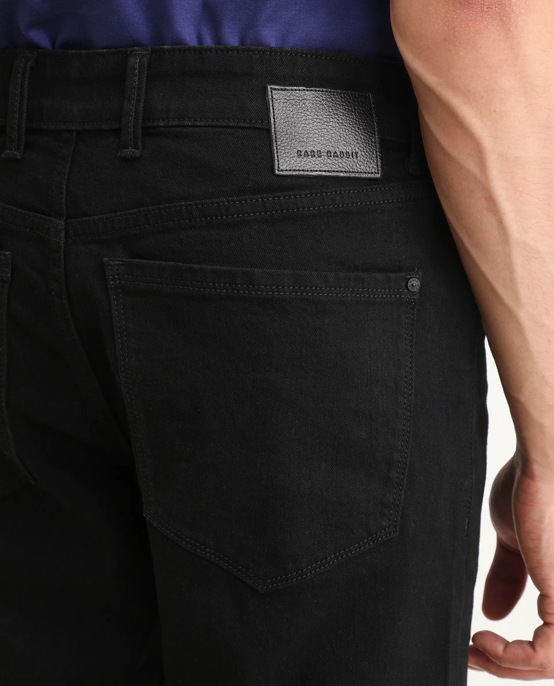 Rare Rabbit Men's Fiz B Black Cotton Blend Fabric Morris Regular Fit Plain Jeans