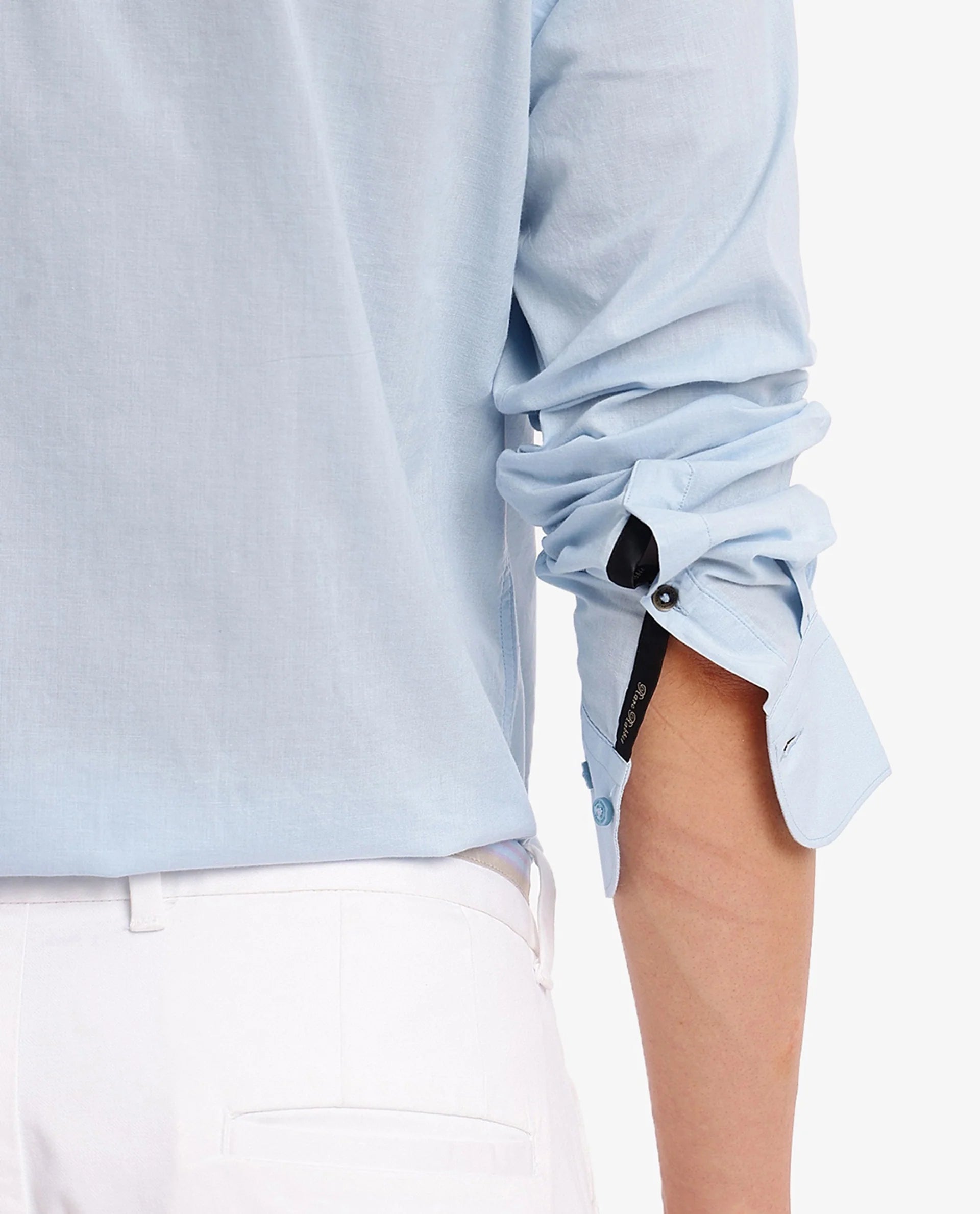 Rare Rabbit Men's Flees Light Blue Cotton Fabric Full Sleeves Solid Shirt