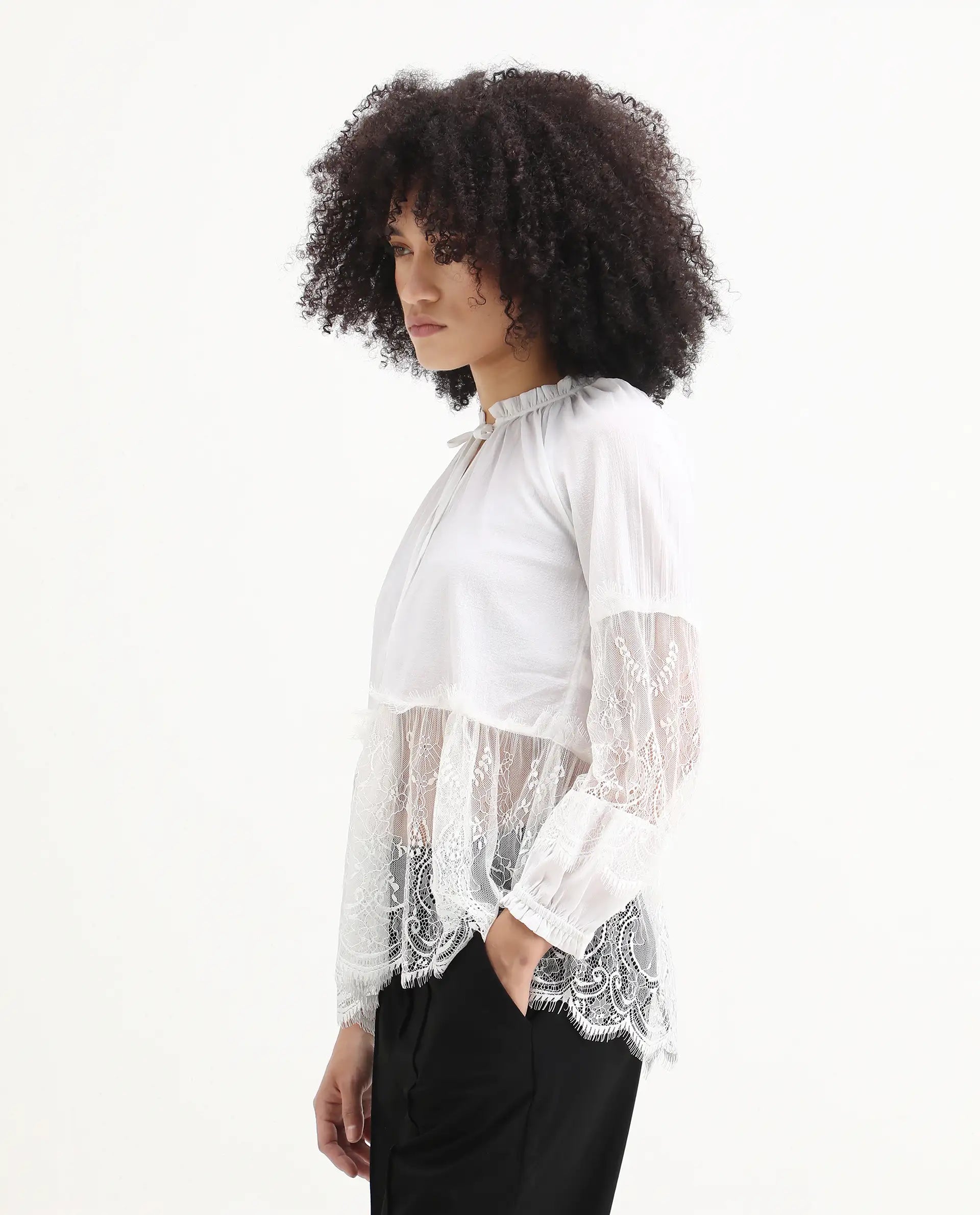 Rareism Women's Florida White Sweetheart Neck Plain Raglan Sleeve Relaxed Fit Top