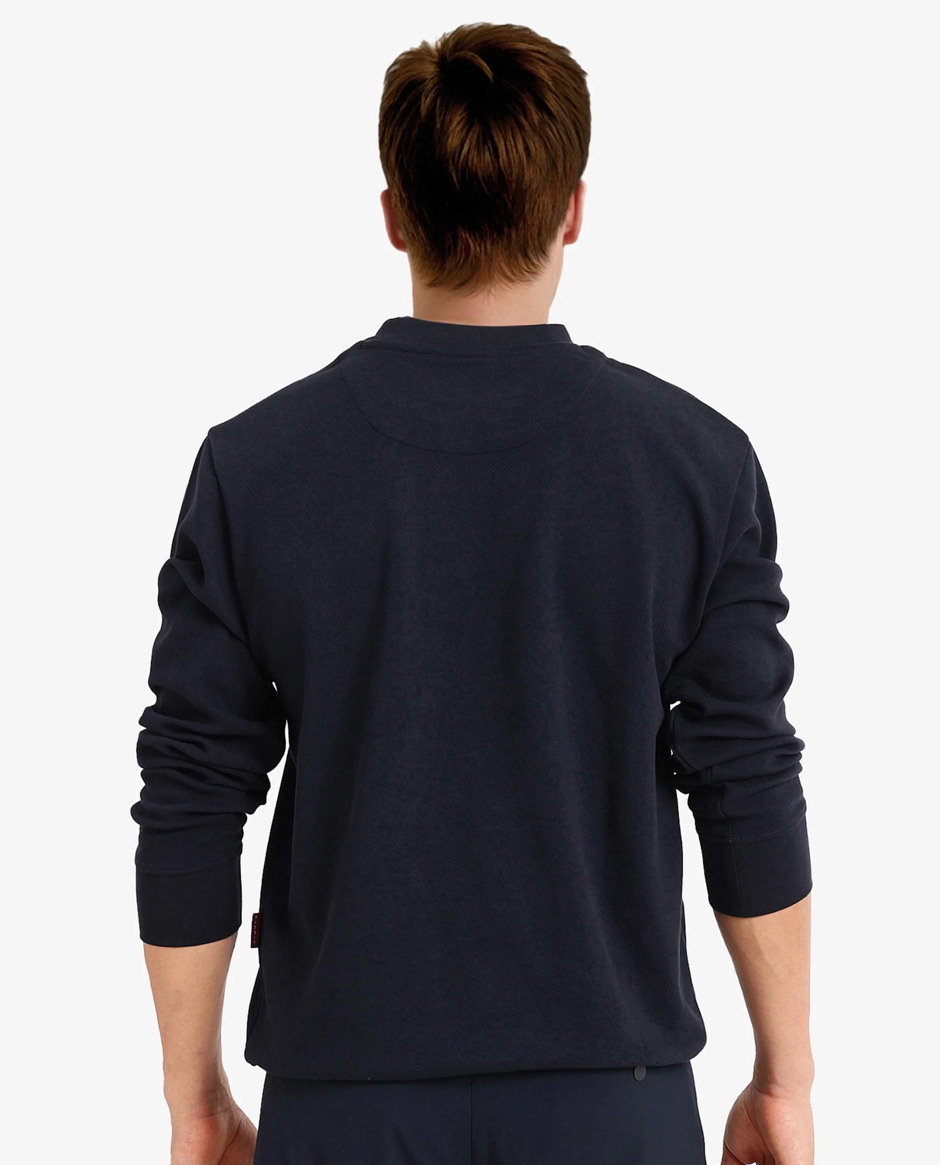 Rare Rabbit Men Foy Navy Cotton Fabric Full Sleeve Crew Neck Regular Fit Cavalry Twill Plain Sweatshirt