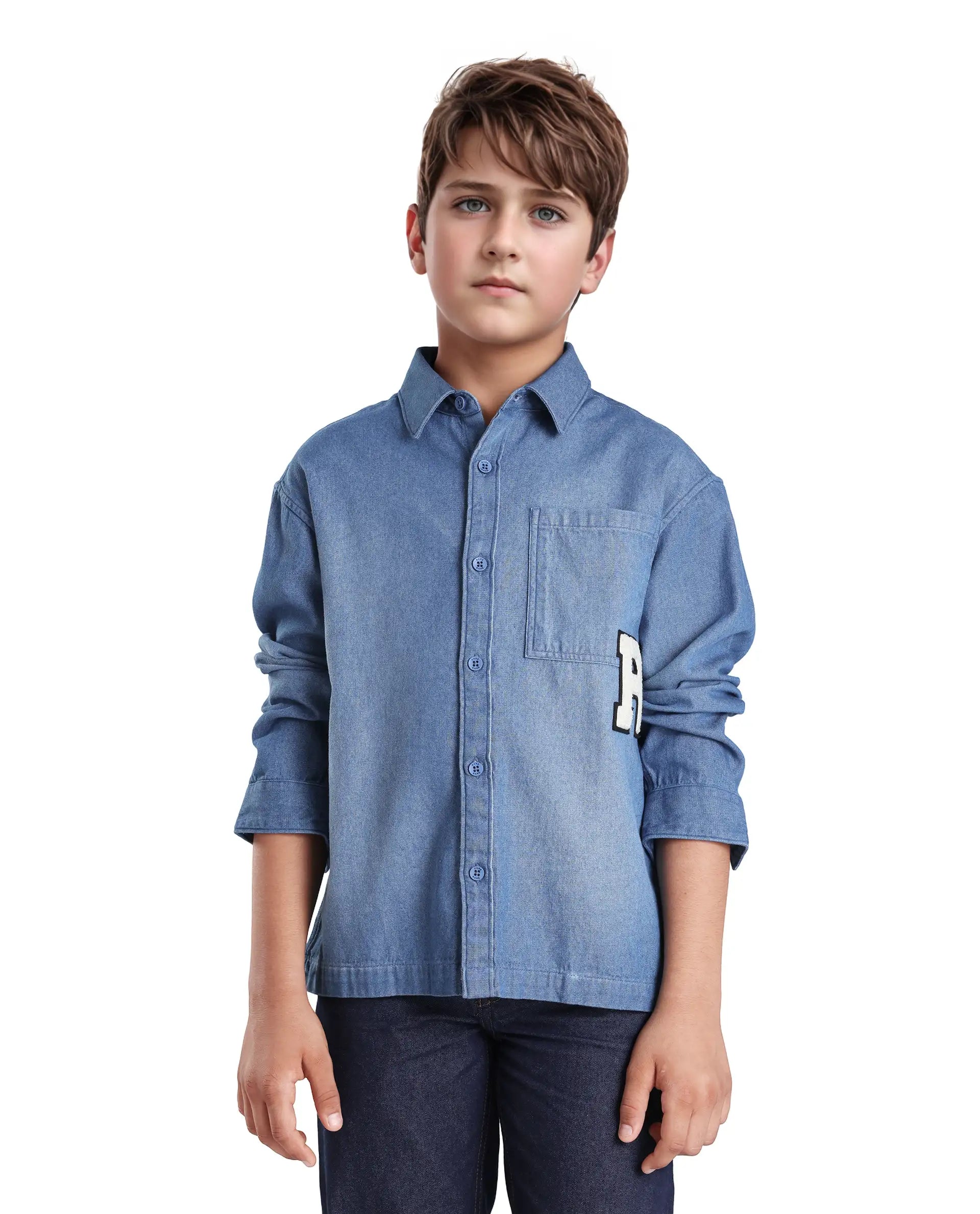 Rare Ones Kids Frero Blue Cotton Printed Button Closure Regular Fit Shirt