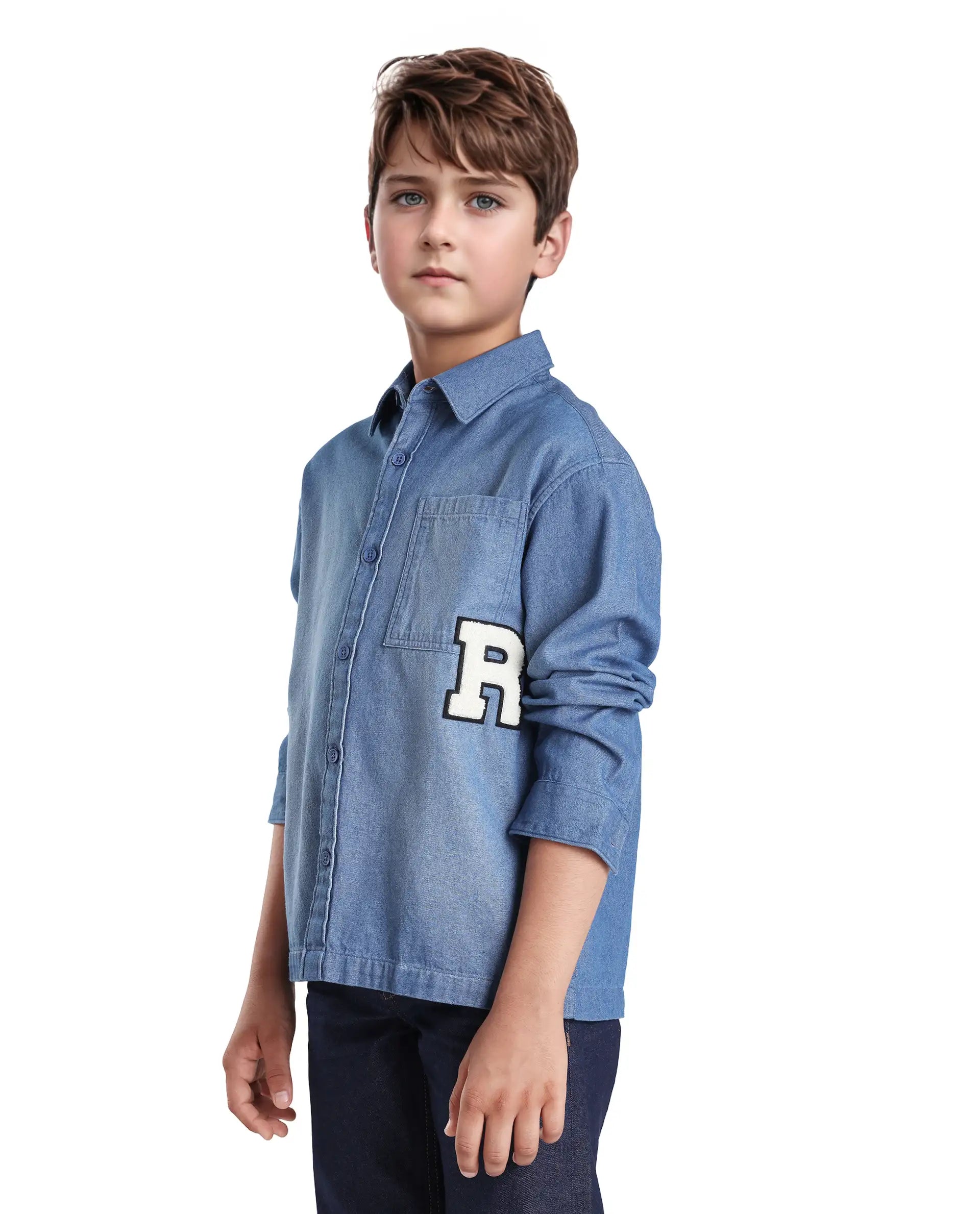 Rare Ones Kids Frero Blue Cotton Printed Button Closure Regular Fit Shirt