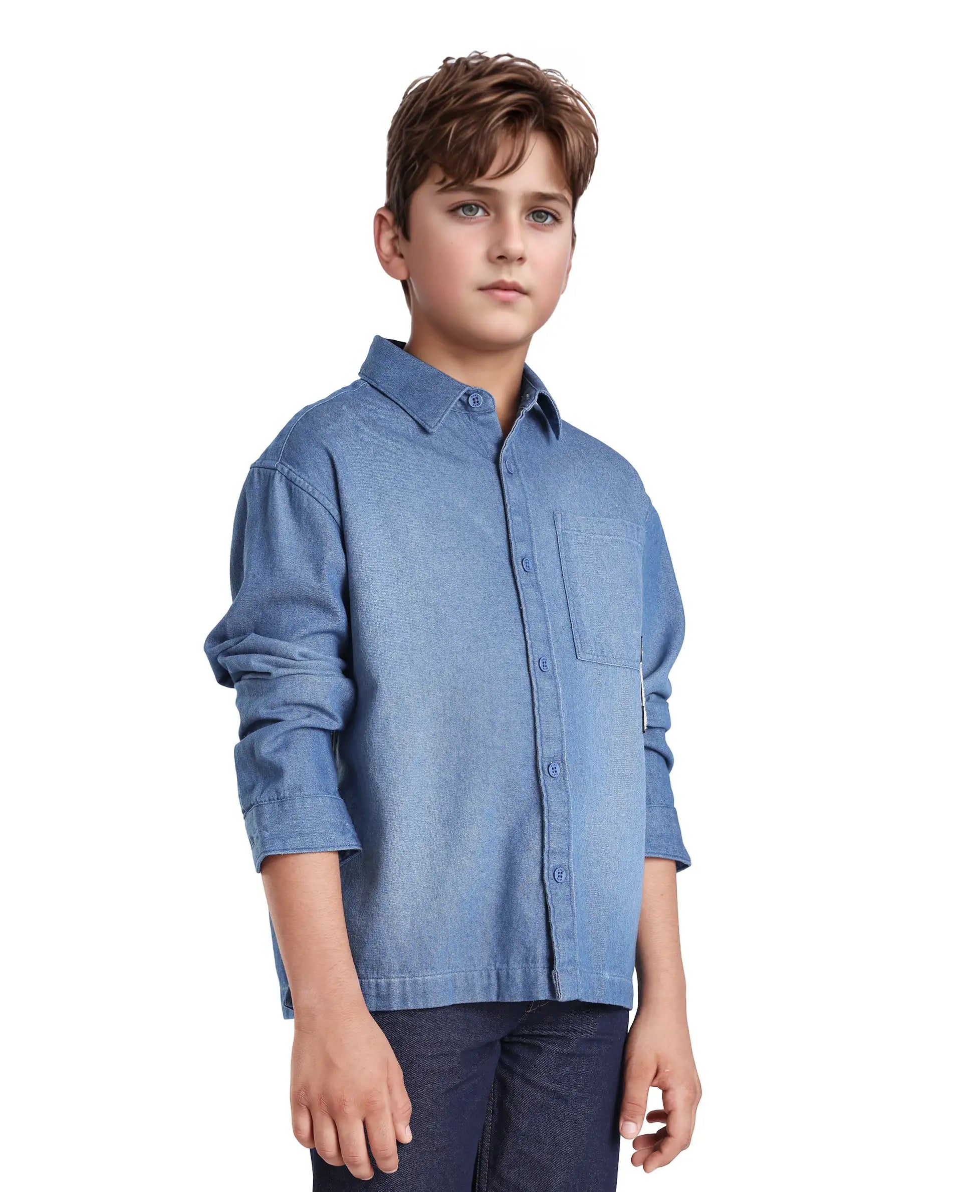 Rare Ones Kids Frero Blue Cotton Printed Button Closure Regular Fit Shirt