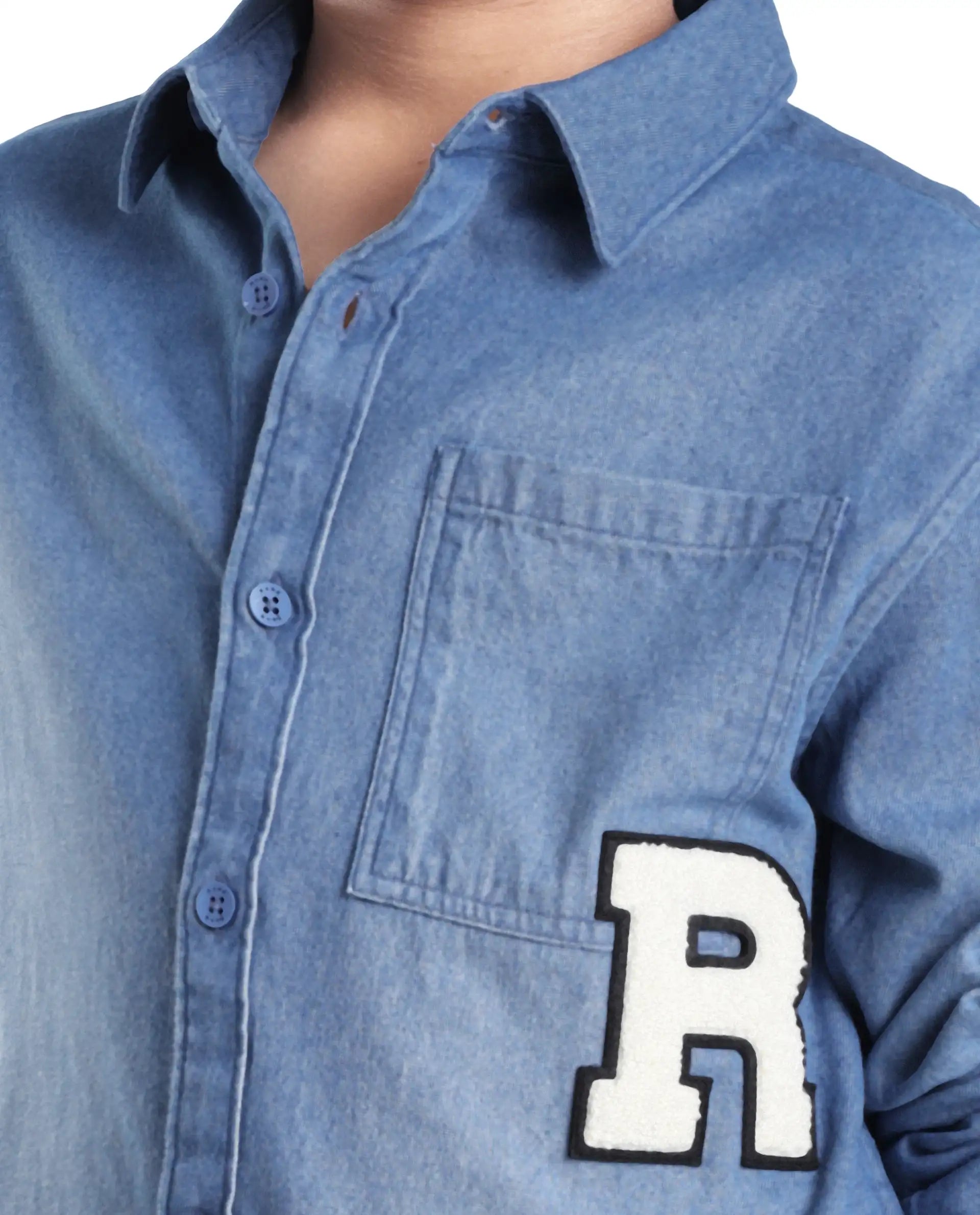 Rare Ones Kids Frero Blue Cotton Printed Button Closure Regular Fit Shirt