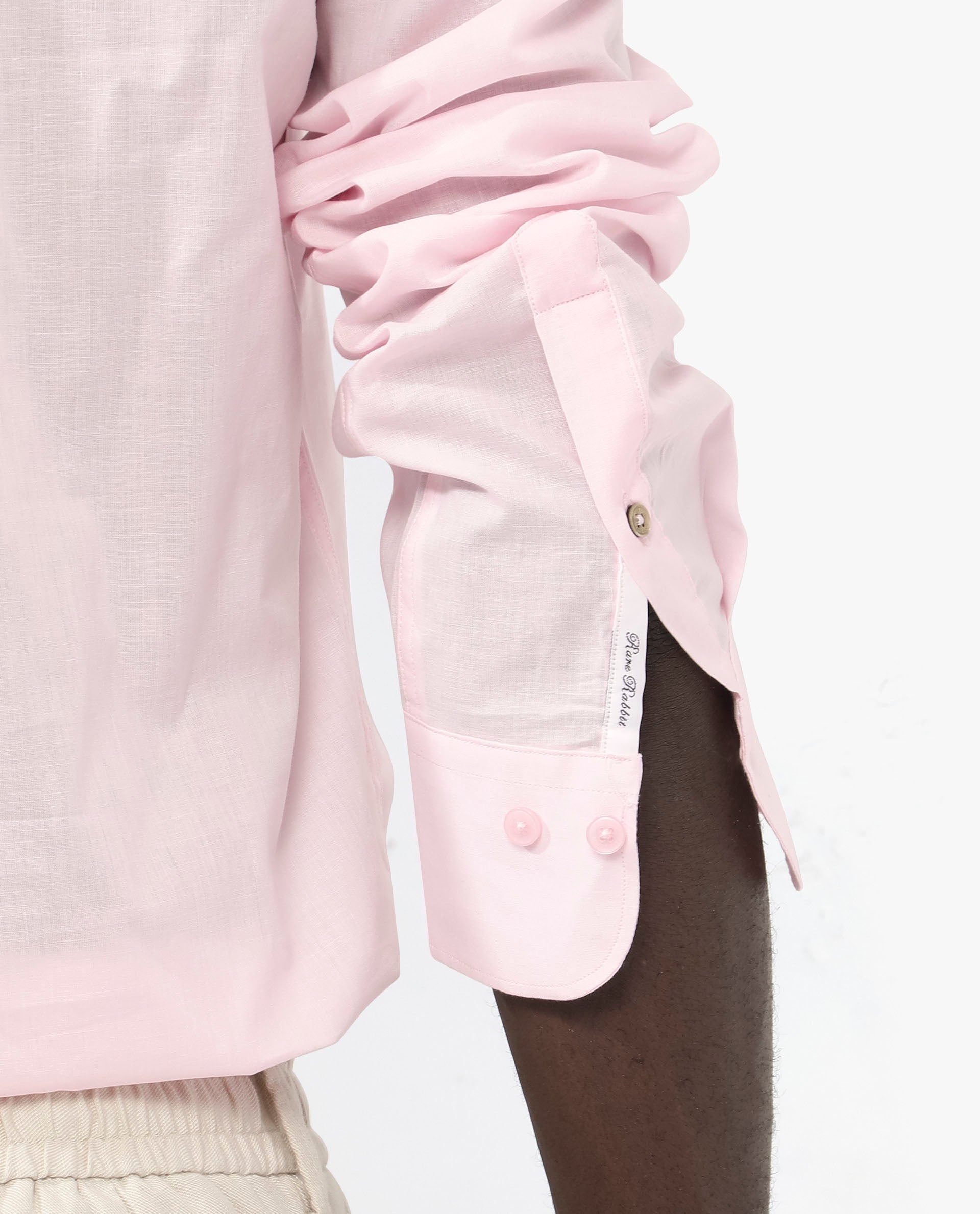 Rare Rabbit Men's Fullsleen Pastel Pink Cotton Fabric Full Sleeves Collared Neck Regular Fit Solid Shirt