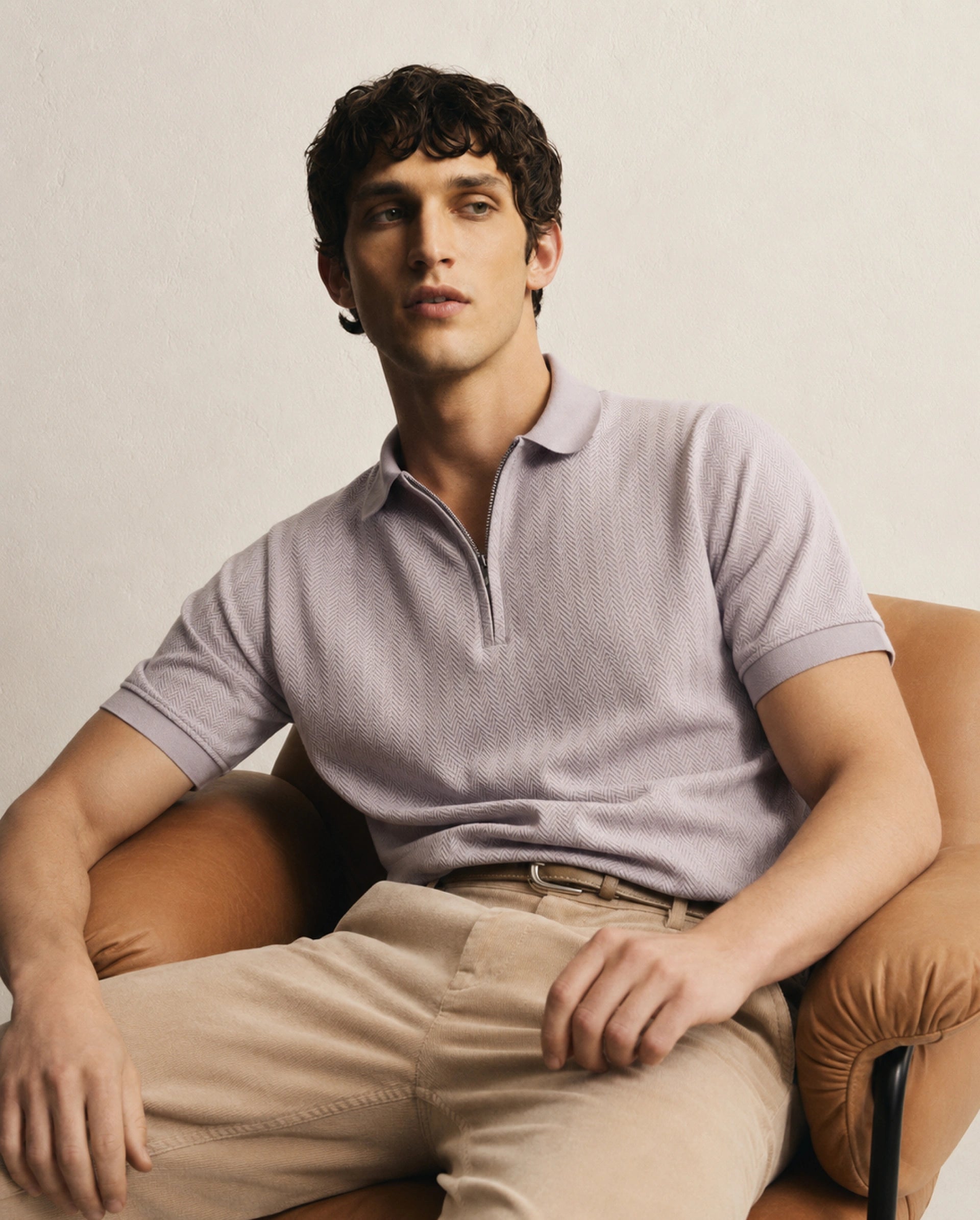 Rare Rabbit Men's Giov-P Light Pink Cotton Blend Spread Collar Regular Jacquard Polo