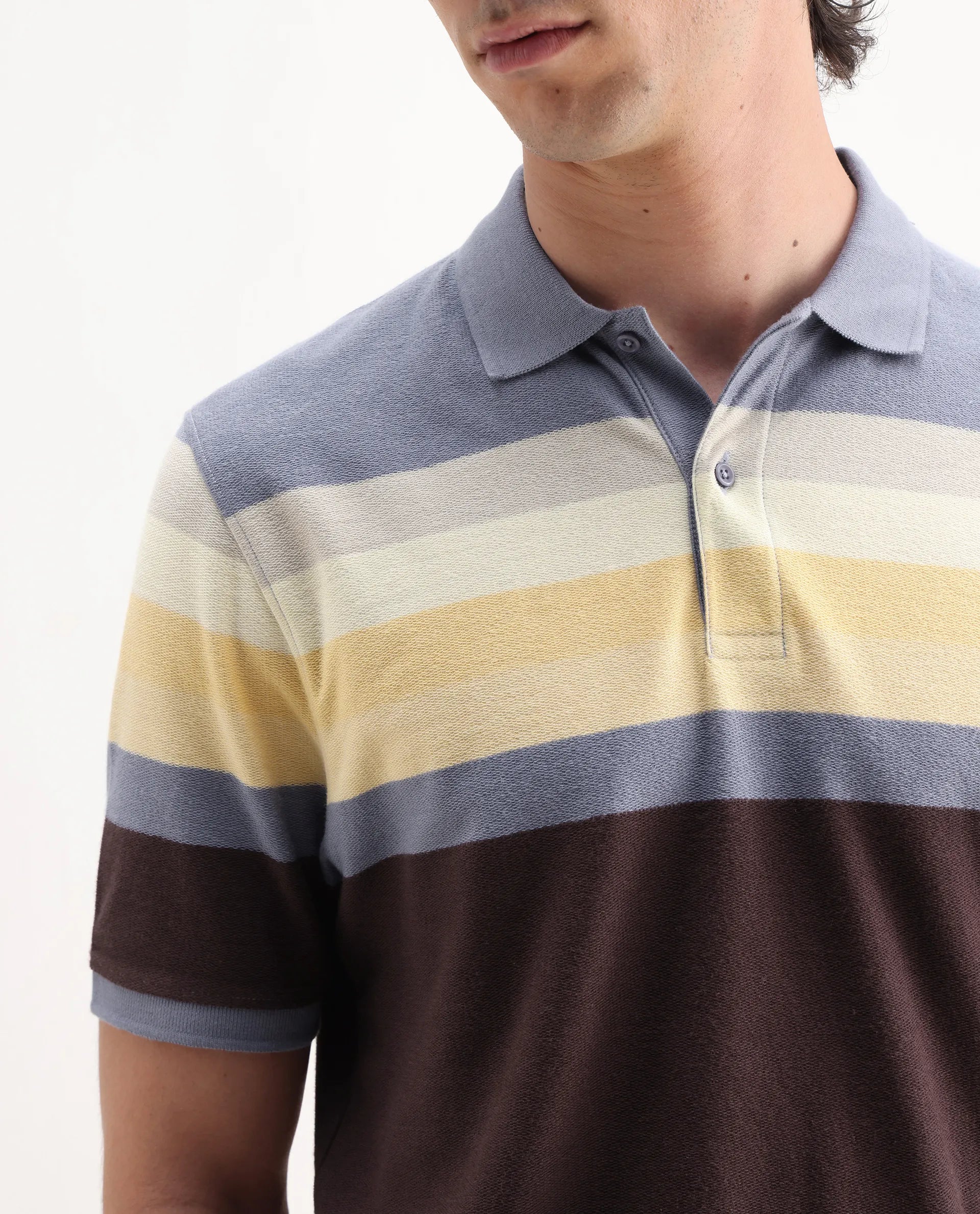 Rare Rabbit Men's Glasglow Purple Cotton Striped Print Regular Fit Half Sleeve Polo