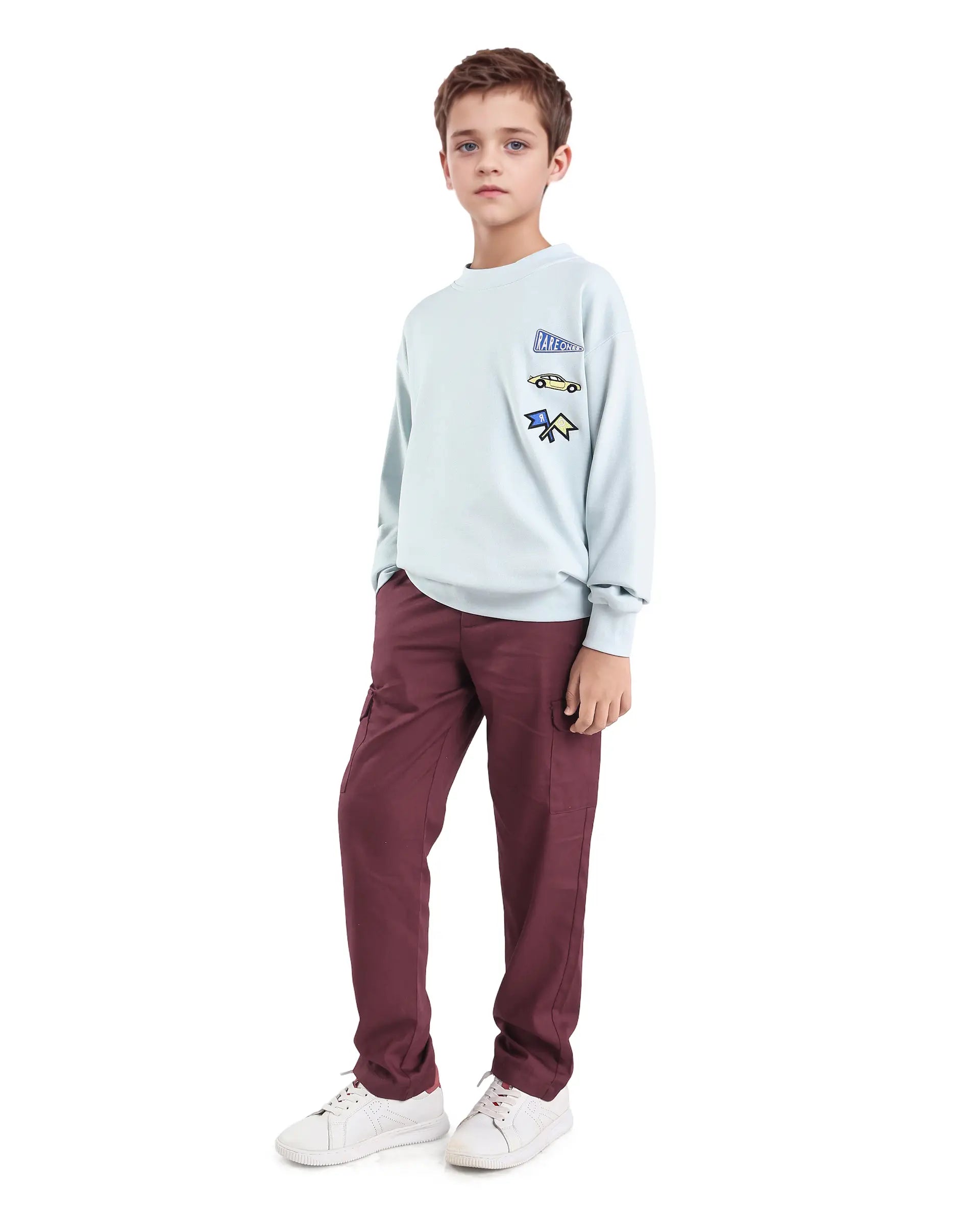 Rare Ones Kids Glin-B Maroon Lyocell Blend Solid Button Closure Regular Fit Trouser