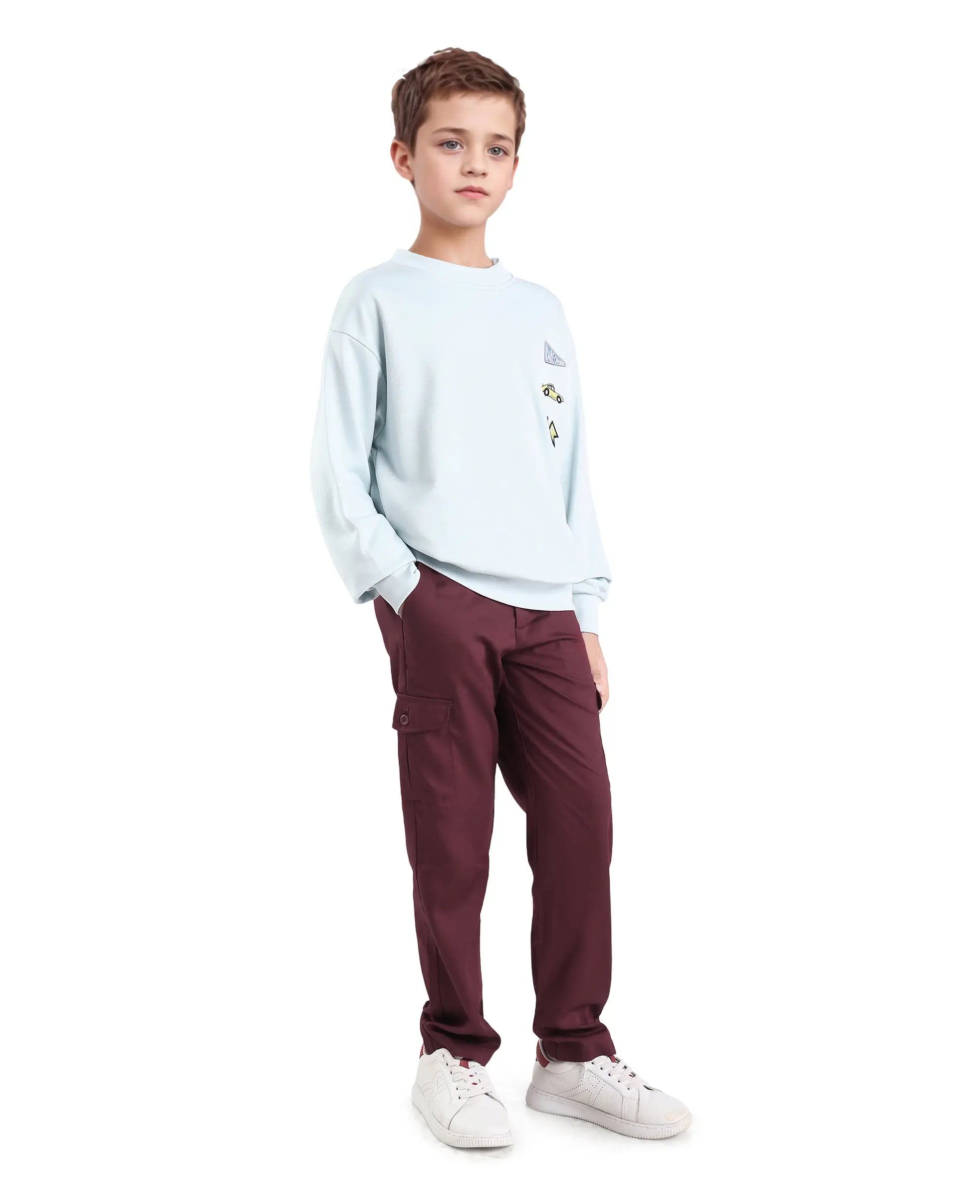 Rare Ones Kids Glin-B Maroon Lyocell Blend Solid Button Closure Regular Fit Trouser