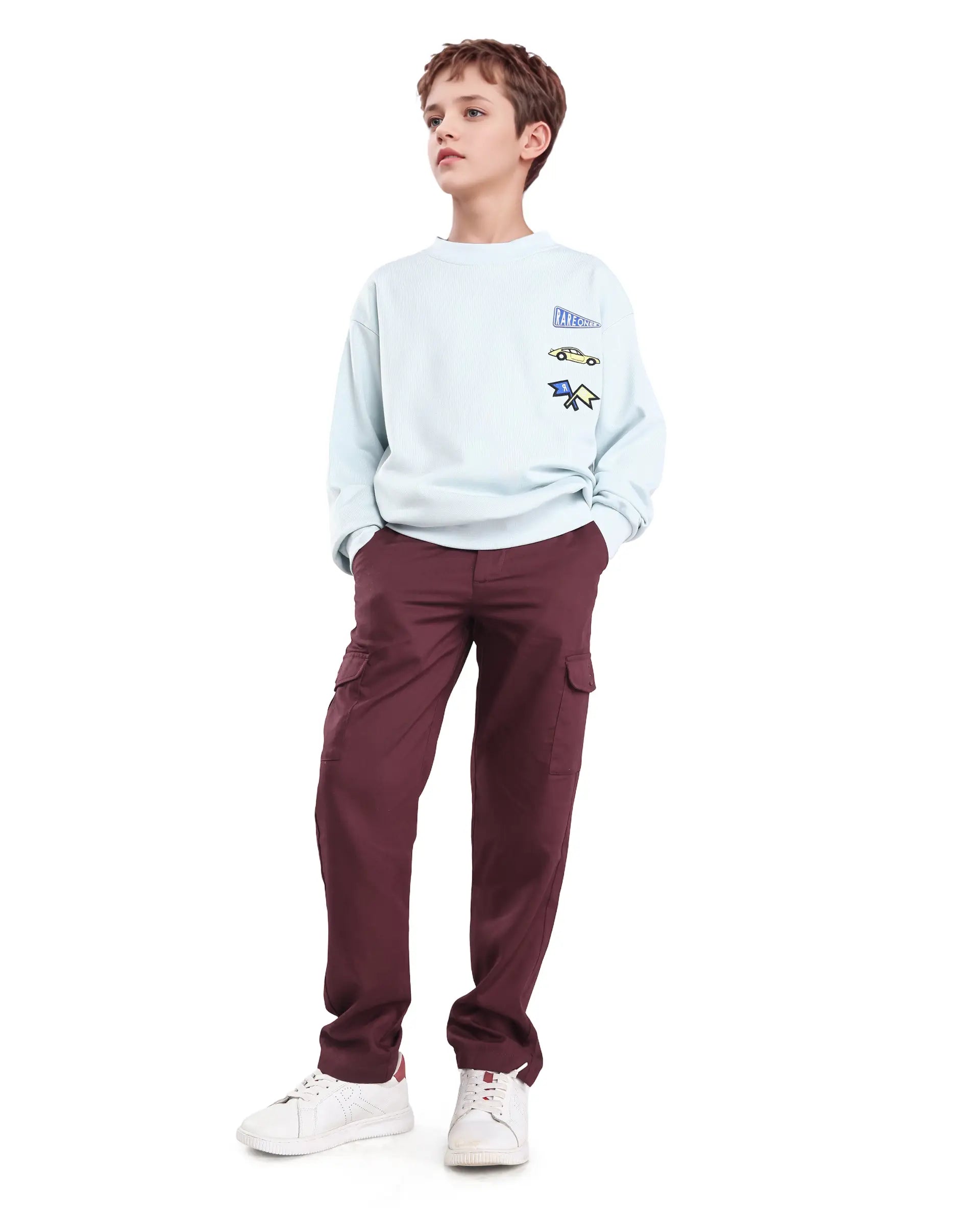 Rare Ones Kids Glin-B Maroon Lyocell Blend Solid Button Closure Regular Fit Trouser
